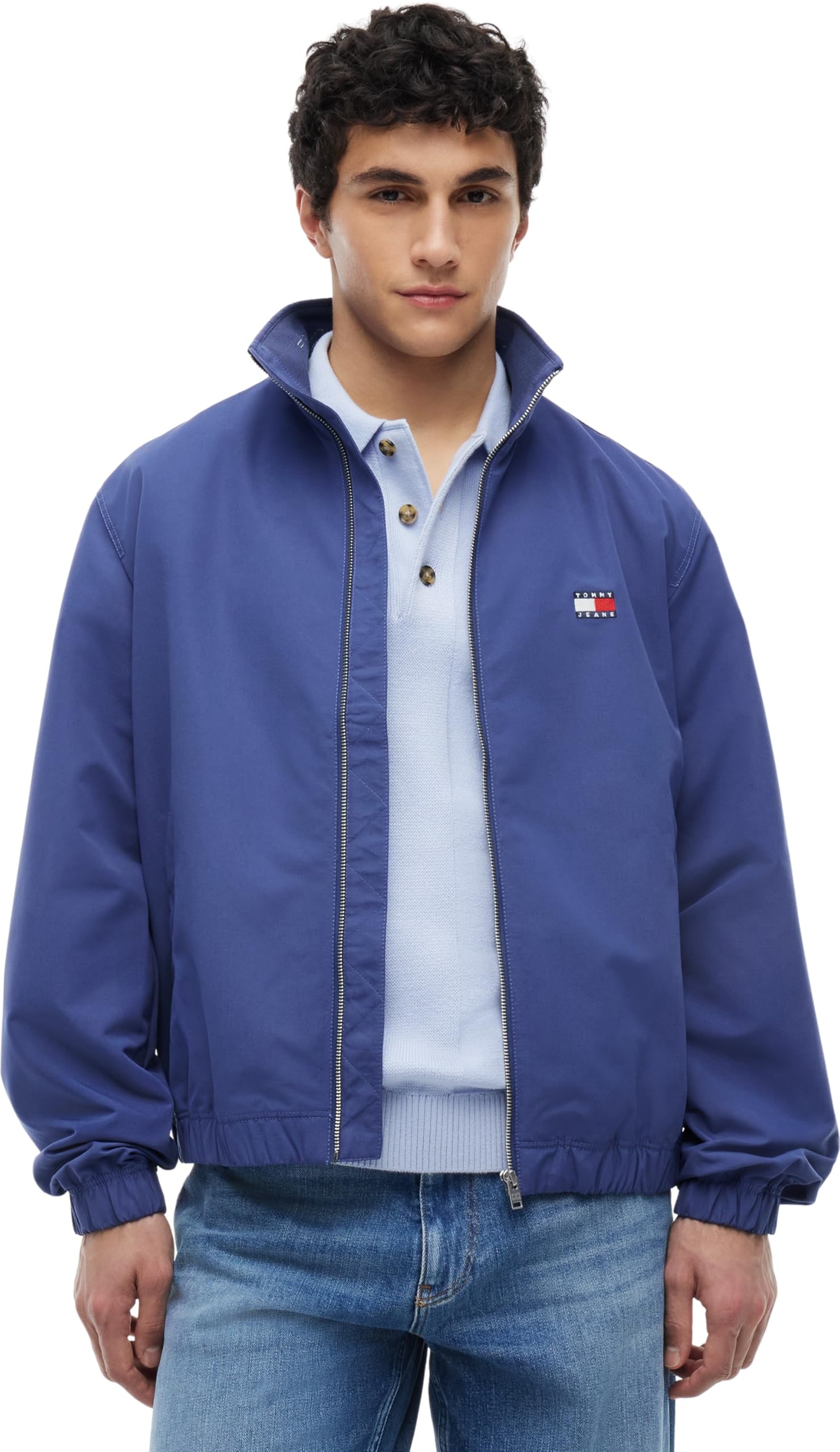 Tommy Jeans Men’s Windbreaker Jacket with Stretch Cuffs and Hem, Purple (Blue Storm), L