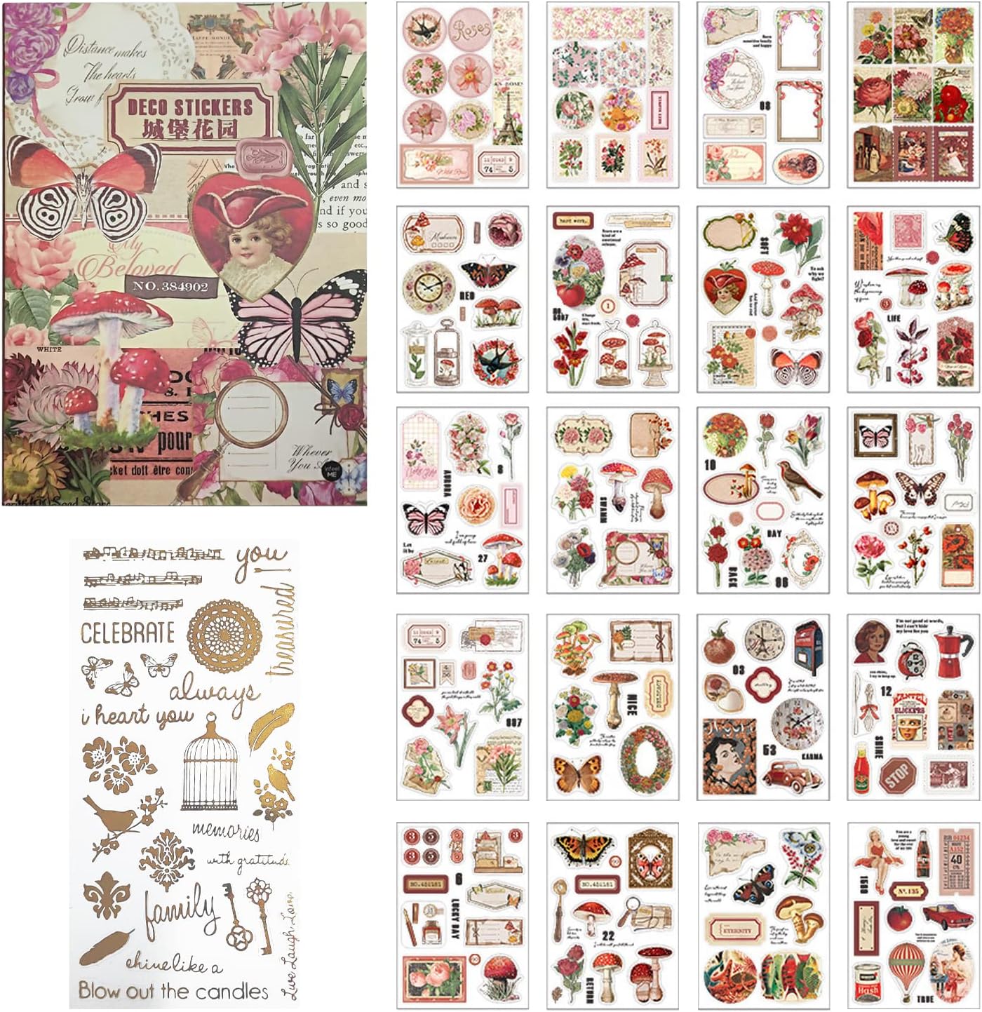 NOTIONSLAND Livre D'autocollants De Scrapbooking De 20 Feuilles, Plus De 100 Autocollants De Journalisation Pour Fournitures De Scrapbooking, Autocollant Esthétique PET Pour Scrapbooking