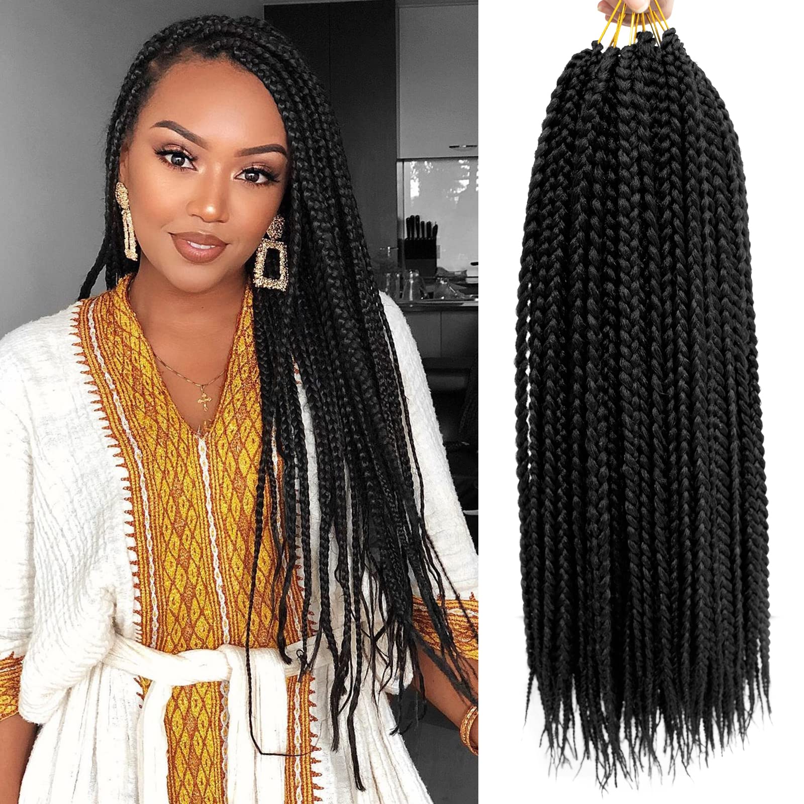 Buy Box Braids Crochet Hair 18inch 8packs PreLooped Crochet Box Braids