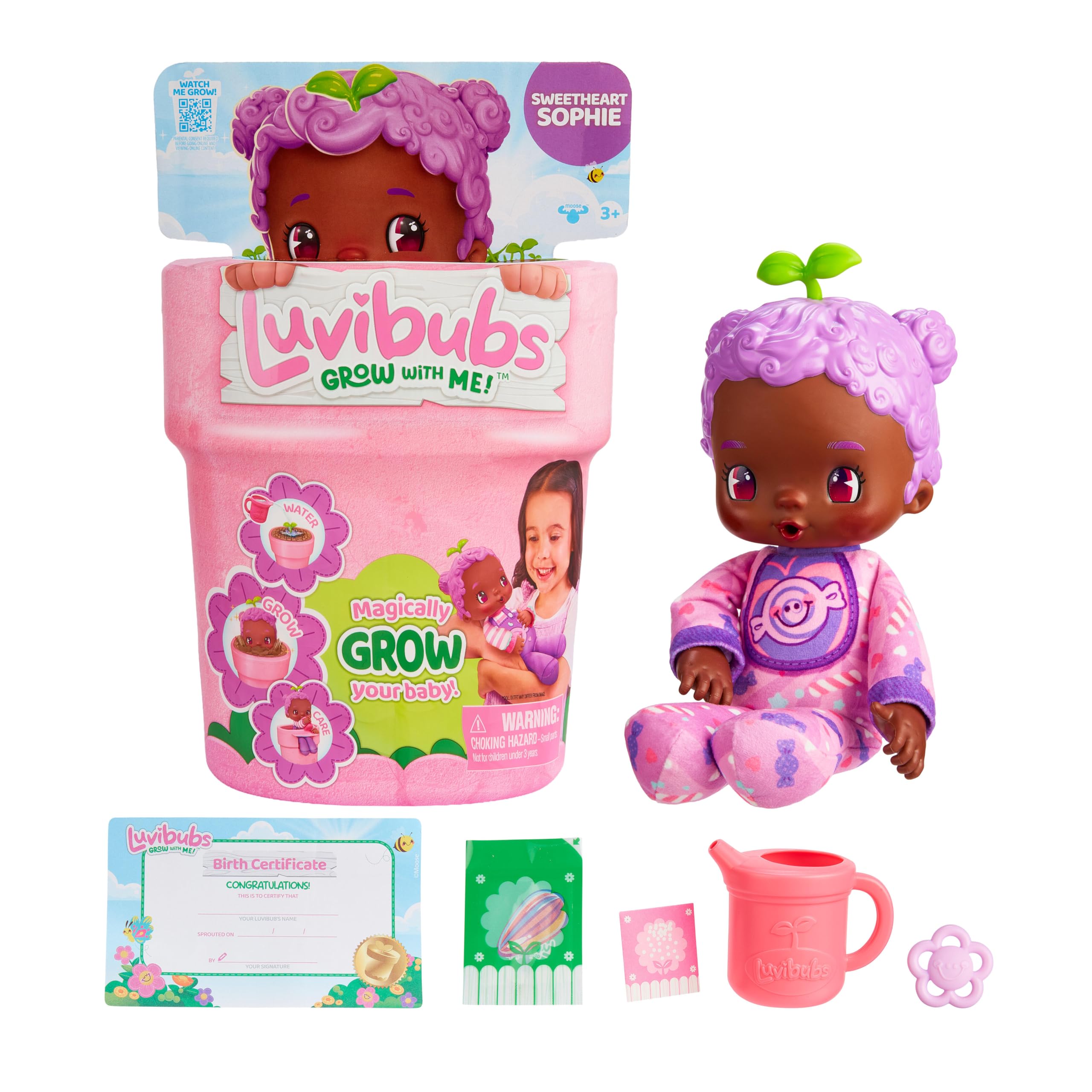 Luvibubs Sweetheart Sophie Baby Doll, Water to Sprout & Grow
