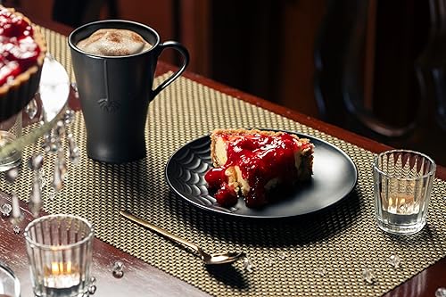 Miniatura 9 de Nomnu Juego de vajilla Spiderweb (16 piezas)  Decoración de cocina gótica  Juego de vajilla gótica de porcelana negra mate  4 platos llanos, 4