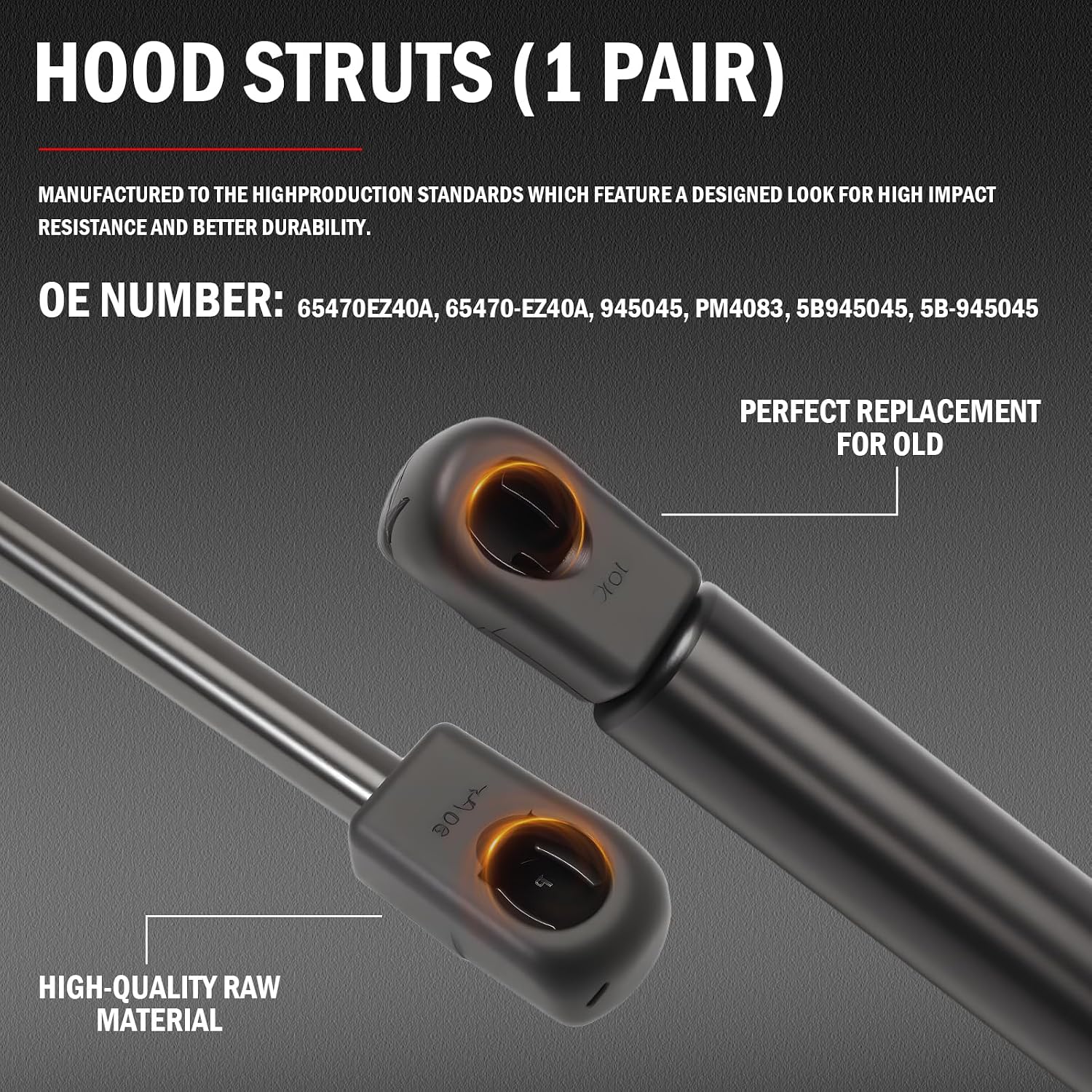 65470EZ40A Hood Struts Fit for Titan 2017 2018 2019 2020 2021 2022 65470-EZ40A 945045 PM4083 5B945045 5B-945045 Hood Lift Support Shock Strut