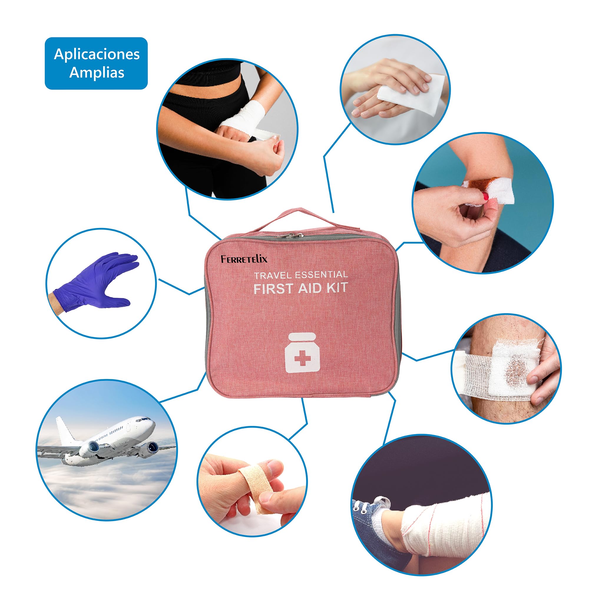 Farma Care Botiquin burdeos neceser primeros auxilios con dotacion 25 cm x 22 cm x 12cm Completo Emergencia, Para Viaje y Acampada, Coche, Supervivencia, Excursión, Montaña, Senderismo, Aventura.