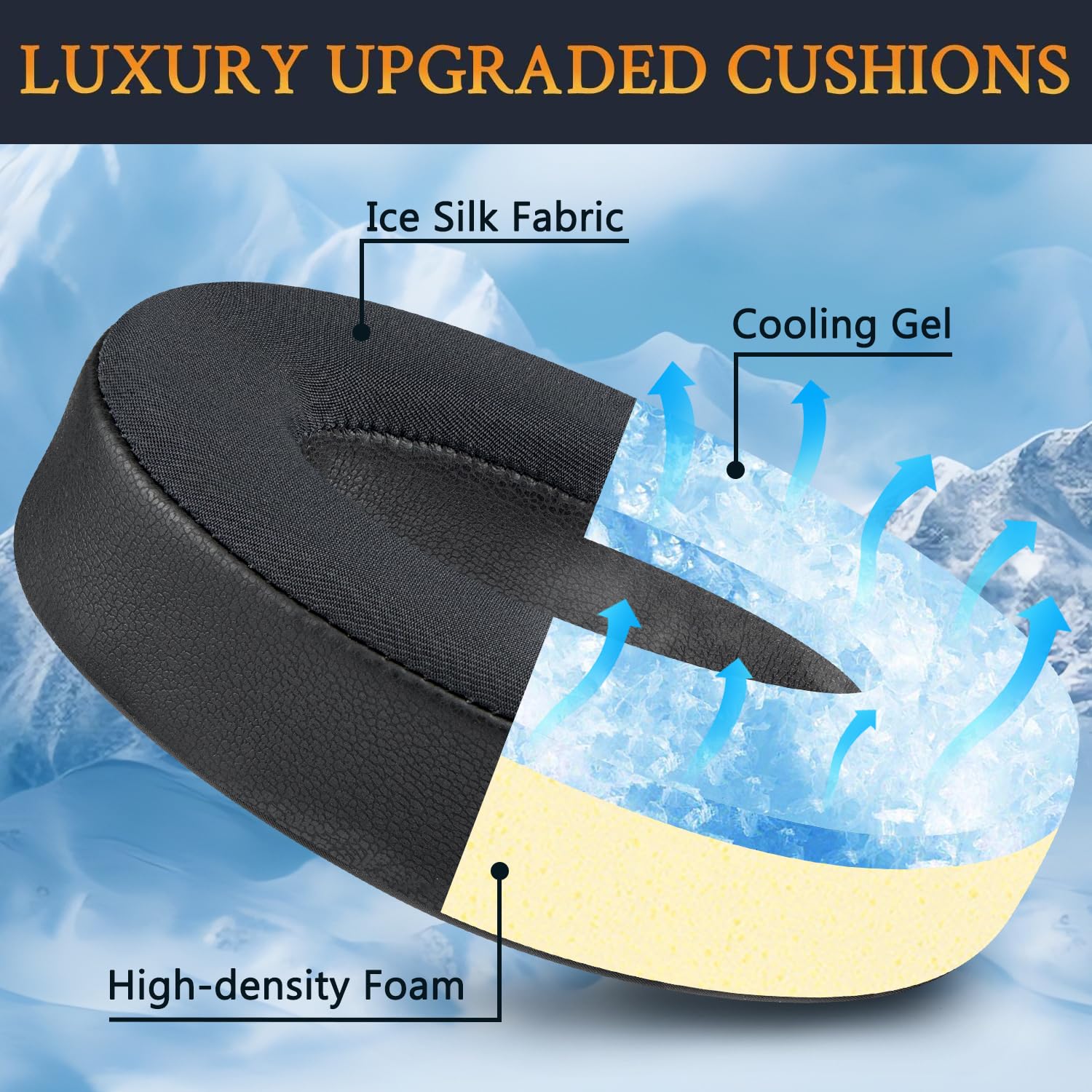 SOULWIT Cooling Gel Replacement Ear Pads for Bose A30 Aviation Headset, Earpads Cushions with High-Density Noise Isolation Foam - Black - Image 3