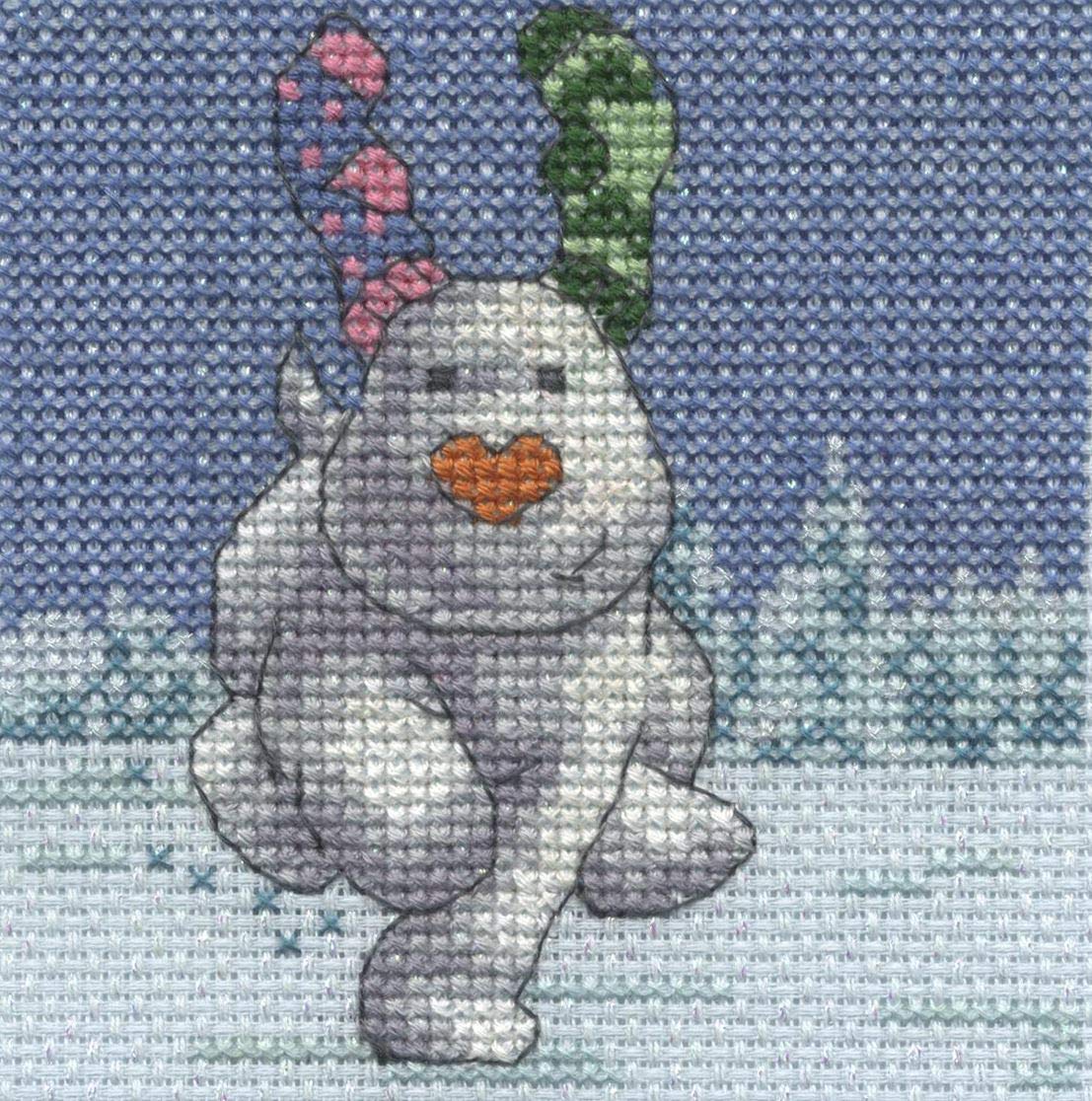 Dmc Blue Cross Stitch Kit - The Snowdog - Fir Trees