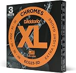 D'Addario ECG23 Chaînes de guitare électrique à bande plate Chromes - Lumière supplémentaire 10-48
