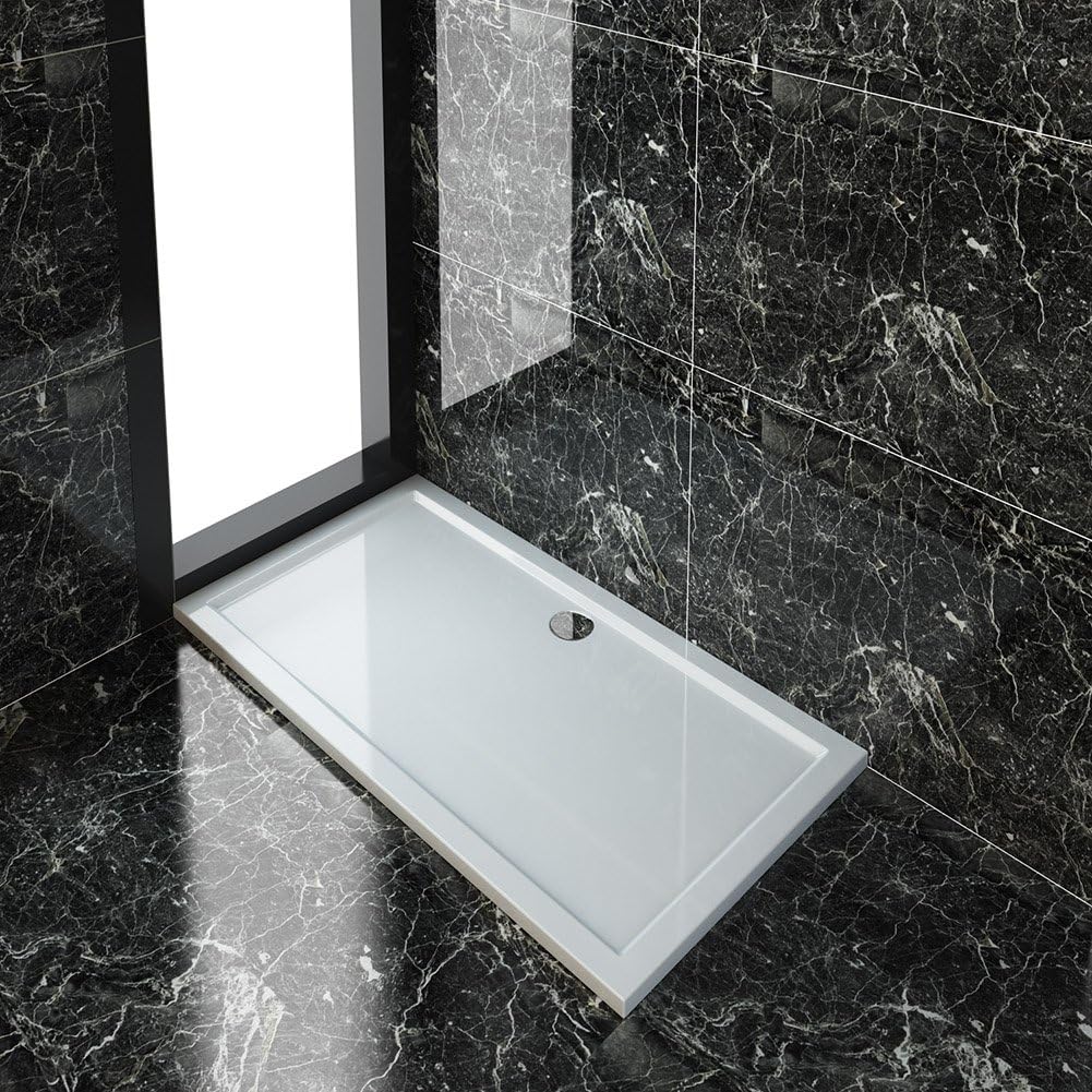 Rectangular 1500 x 800 x 45 mm Shower Tray for Shower Enclosure Cubicle + Waste Trap
