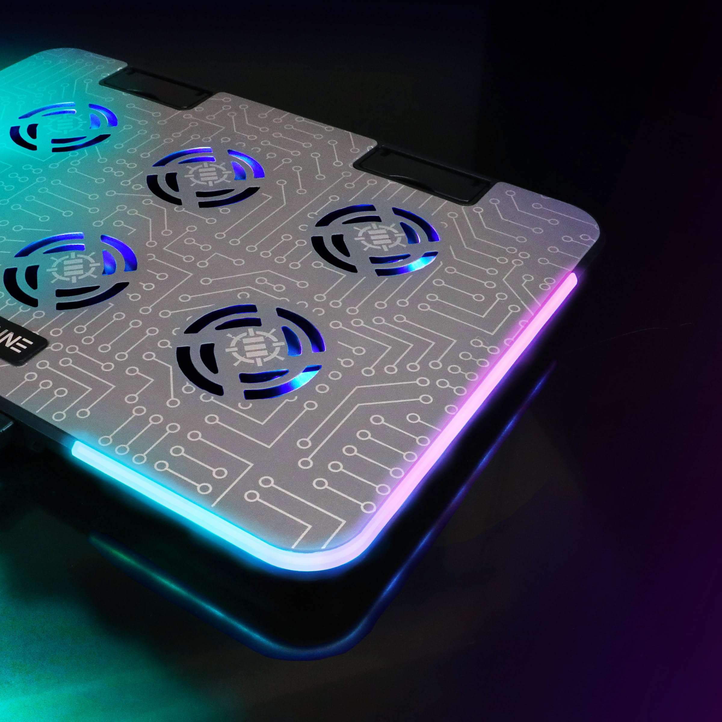 ENHANCE Gaming Voltaic 2 Base de Enfriamiento para Computadora Portátil - 6 Ventiladores LED Azules, 7 Configuraciones de Altura, Iluminación RGB - Base de Enfriamiento Parte Superior de Metal