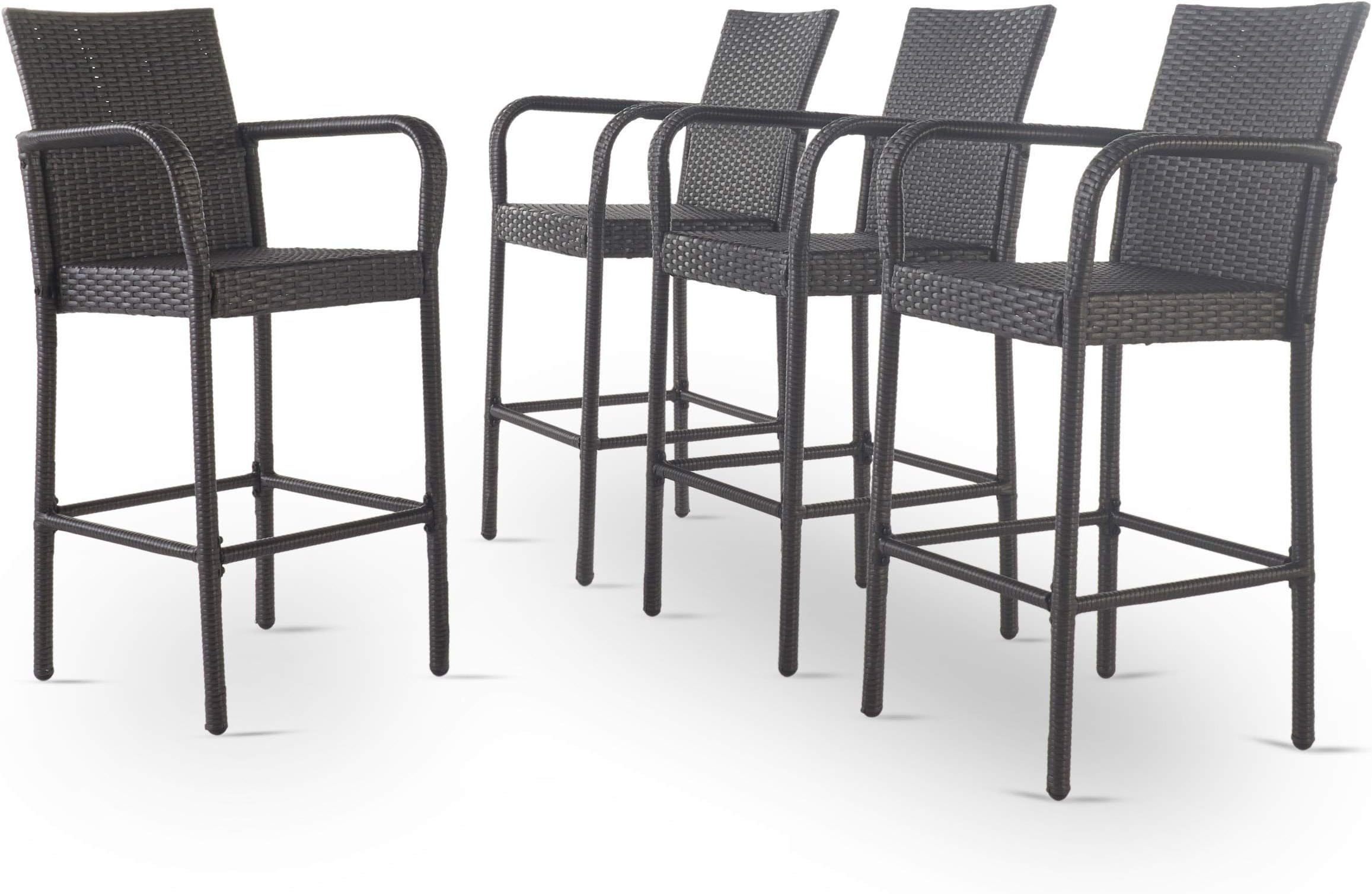 Christopher Knight Home Delfina Outdoor Wicker Barstools, 4