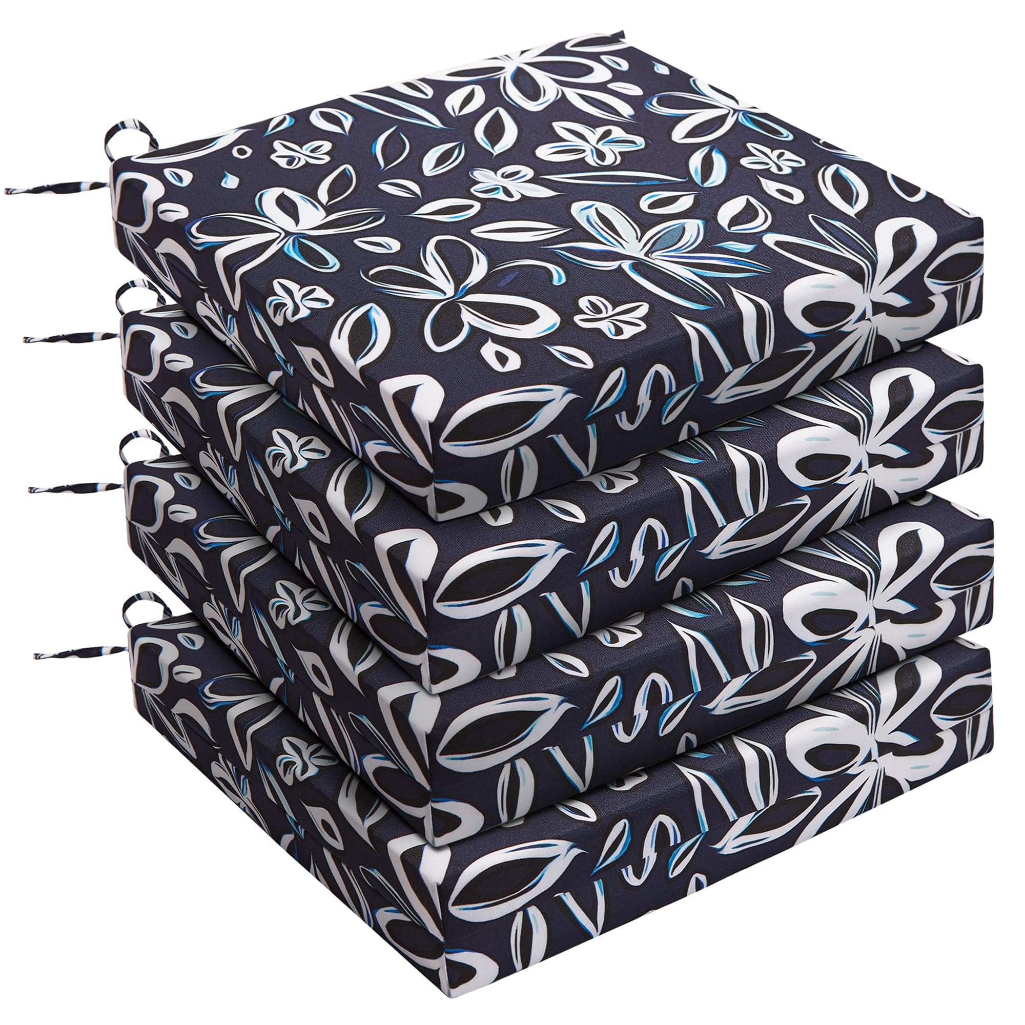 Photo 1 of Outdoor Chair Cushions, Set of 4, 24"*24"*4", Water Resistant, Navy/White