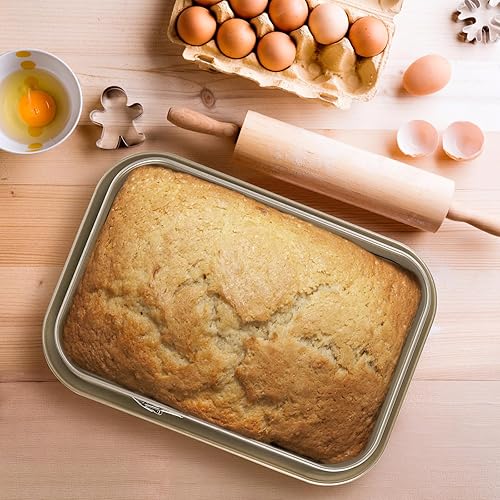 Miniatura 7 de SOUJOY Springform - Molde rectangular antiadherente para tartas de queso, molde grande con parte inferior extraíble, utensilios para hornear