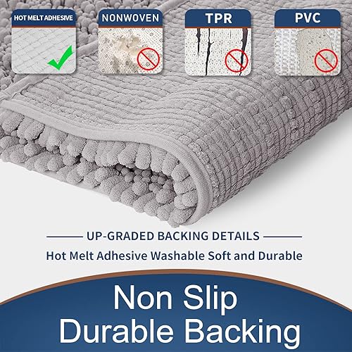 Miniatura 6 de Yimobra Tapete de baño original de lujo de 32 x 20 pulgadas + en forma de U de 24 x 20 pulgadas, suave y acogedor, agua súper absorbente,