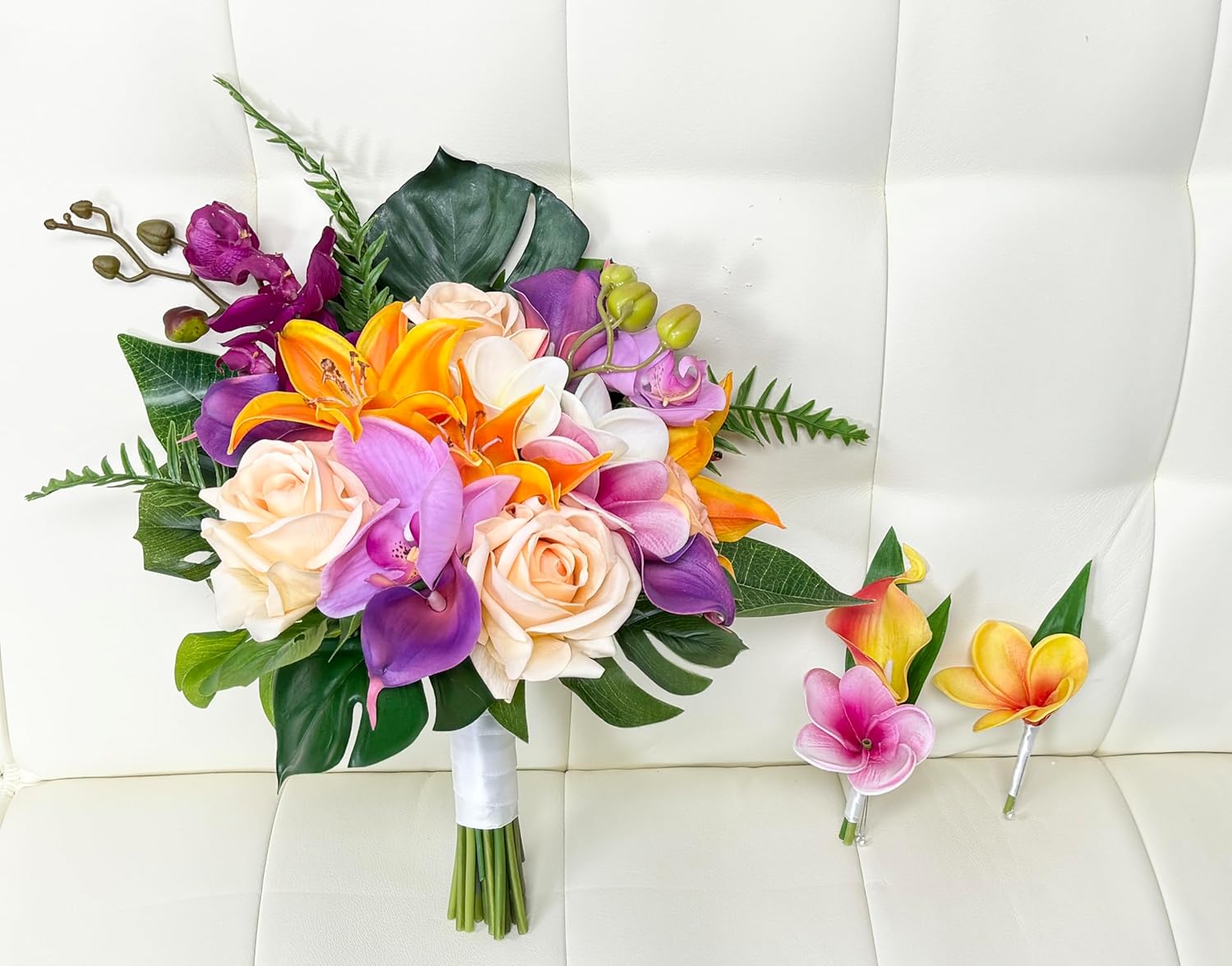 Angel Isabella Pack of 2 Bundles - Artificial Lifelike Real Touch Plumeria Frangipani Bundles (Shades of Pink)
