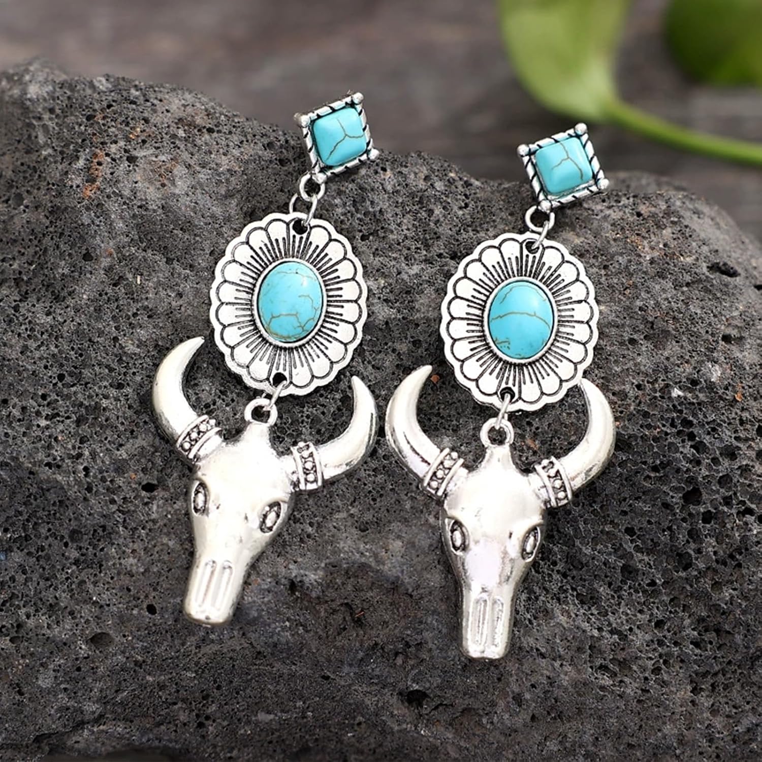 Western Jewelry Turquoise Earrings for Women Silver Western Earrings Country Concert Outfits for Women Cowboy Chic Rodeo Outfit Shirts Dress Accessories - Image 5