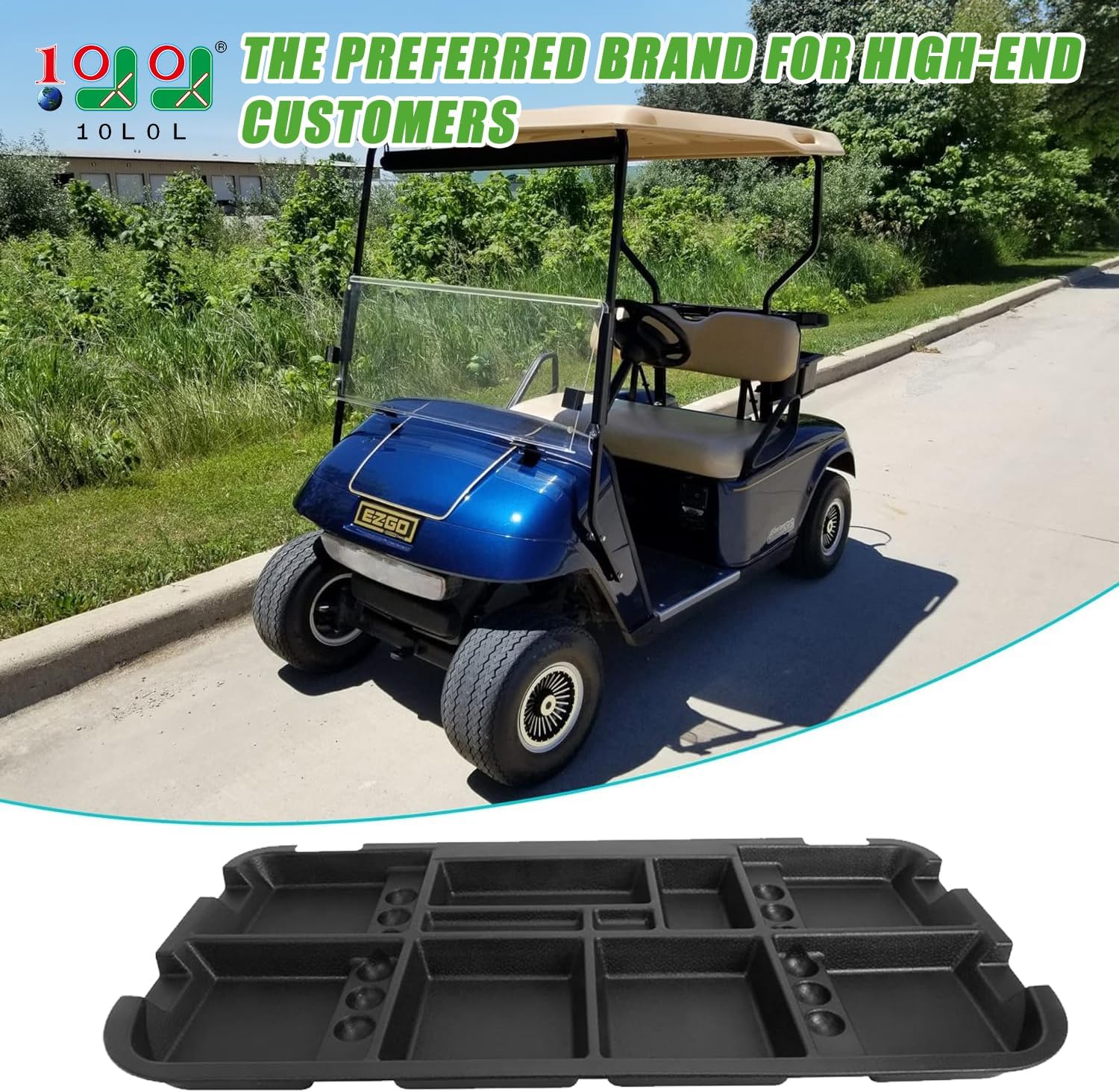 10L0L Golf Cart Under Seat Storage Tray for EZGO RXV TXT Club Car DS Precedent Electric Vehicle with Original Trojan Battery Underseat Organizer Container Holder Plate