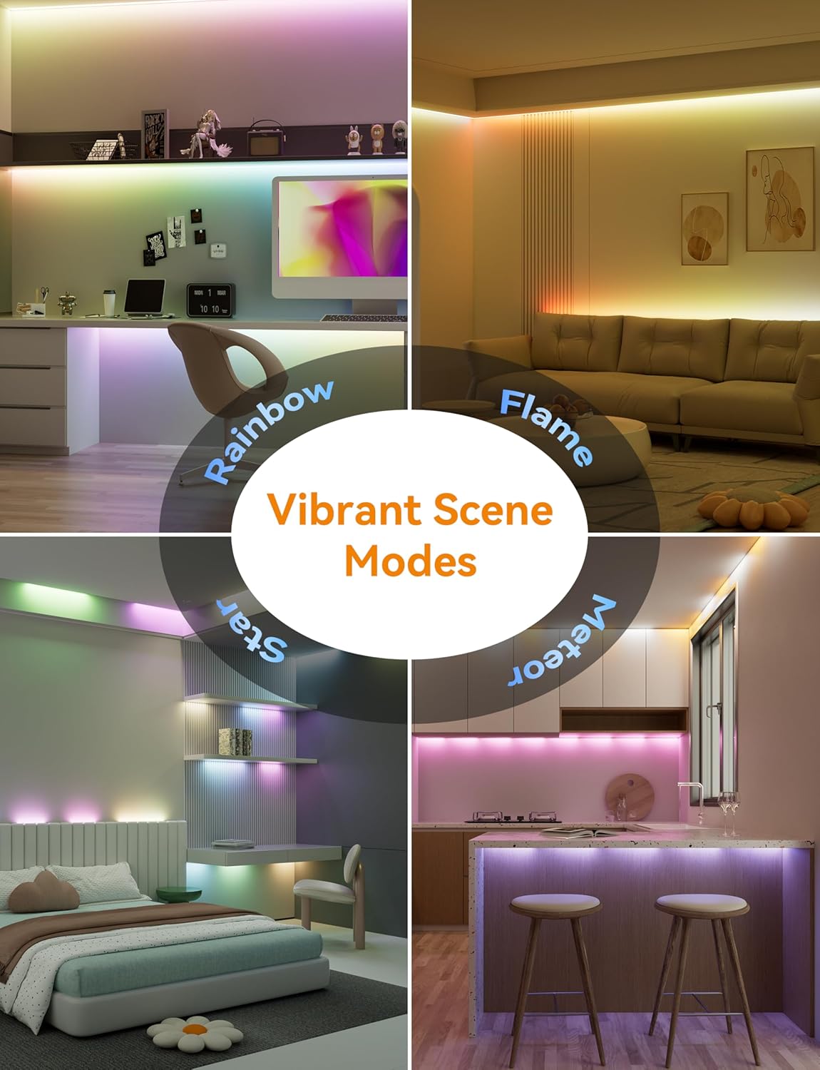 PAUTIX RGB Smart IC COB LED Strip Lights,Work with Alexa/Google Assistant,24ft/7.5m,720LEDs/m Addressable UL-Listed 24V Chasing Color Flexible Tape Light,for Cabinet,TV,Bedroom,Party DIY Decoration