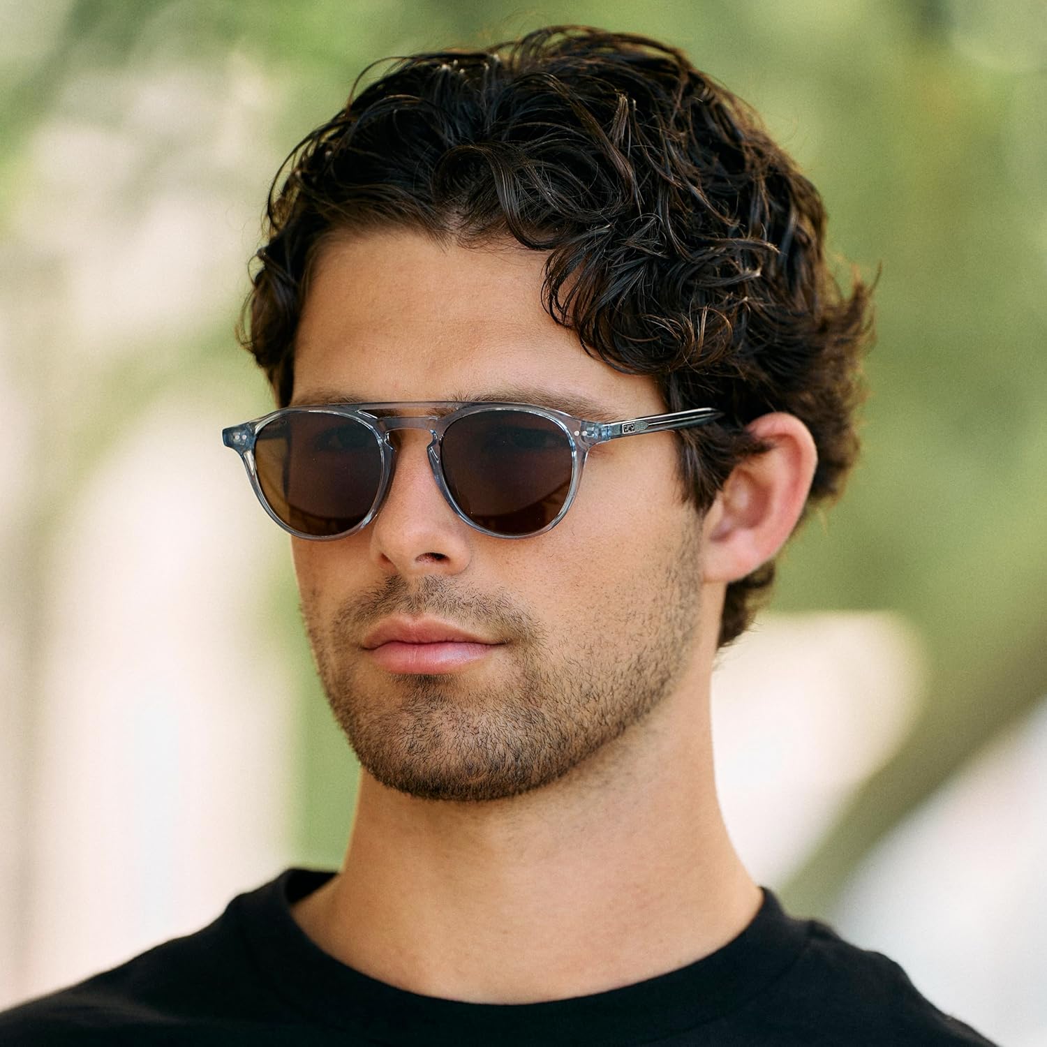 WearMe Pro - Urban Men's Square Sunglasses – Narrow Fit: Double Bridge Design, Modern Round Frames & Polarized Lenses - Image 3