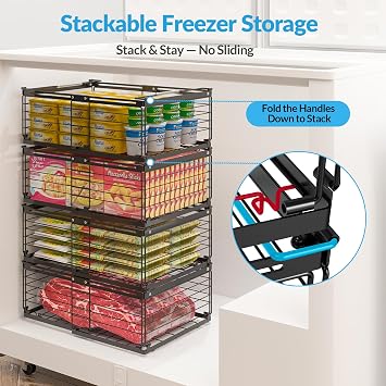 NADAMOO Expandable Chest Freezer Organizer, Stackable Wire Baskets