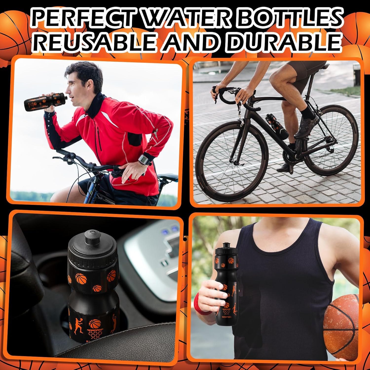 Talltalk 16 Pack Basketball Party Favors, 24 oz Basket Team Gift Water Bottles Bulk, Reusable Gifts Sports Party Favors for Team, Practice & Gym