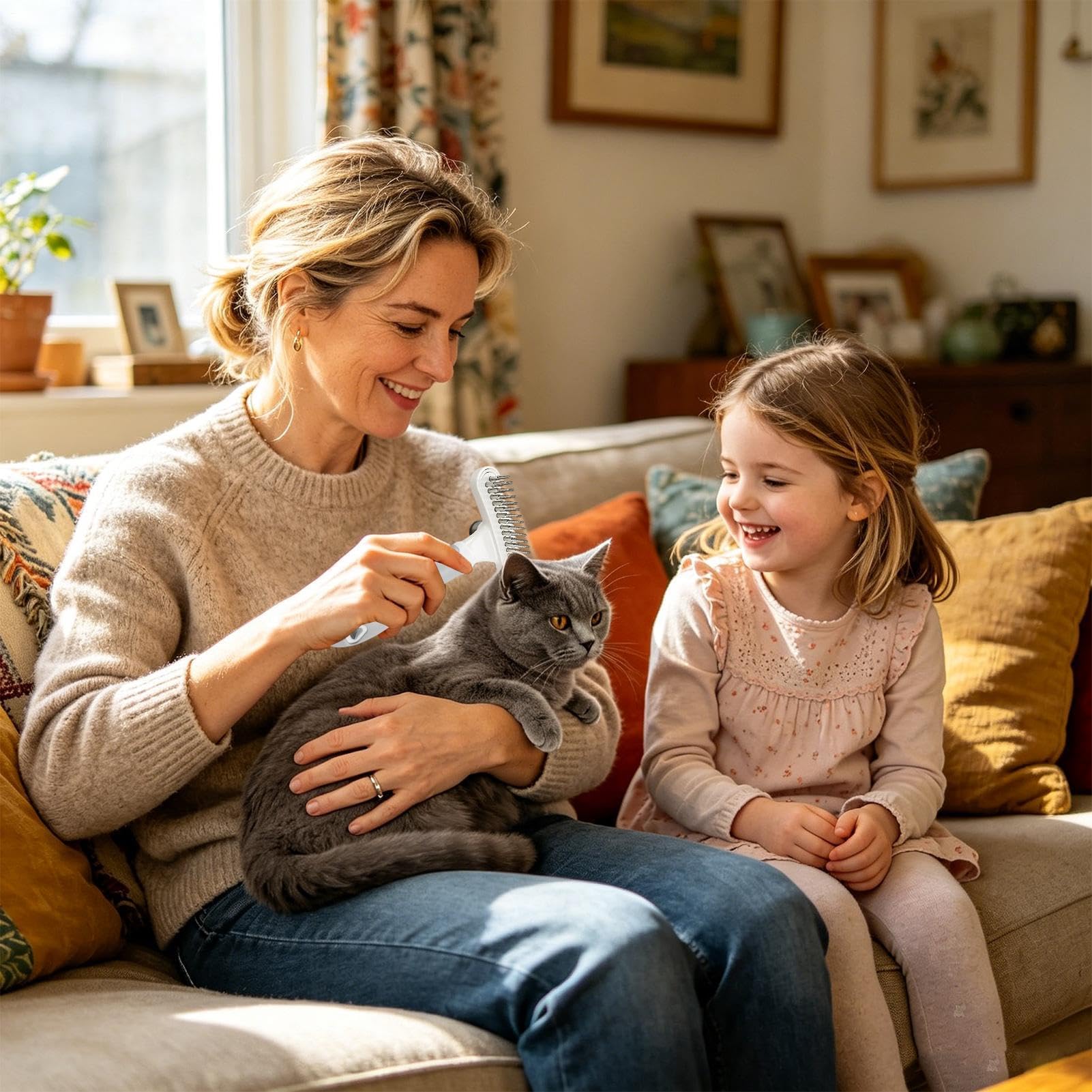 Hundehaar-Striegel | Edelstahl Ergonomisch Rostfrei | Enthaarungsstriegel für und Outdoor | für lange kurze dicke lockere Haare täglich Zuhause Indoor Reise