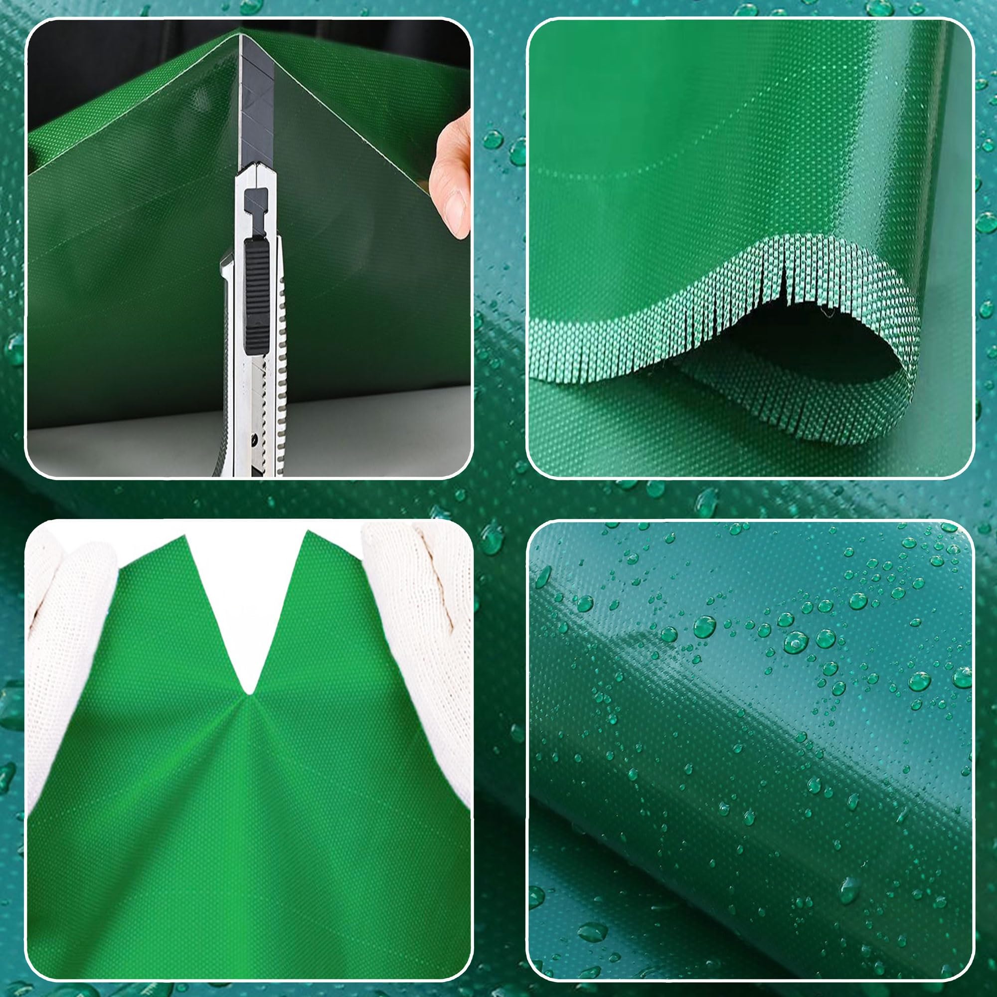 YANFEILI Telone Rinforzato,2x2.5m 520g/m² telo PVC con Occhielli telo in tessuto e protettivo,telone rinforzato occhiellato verde