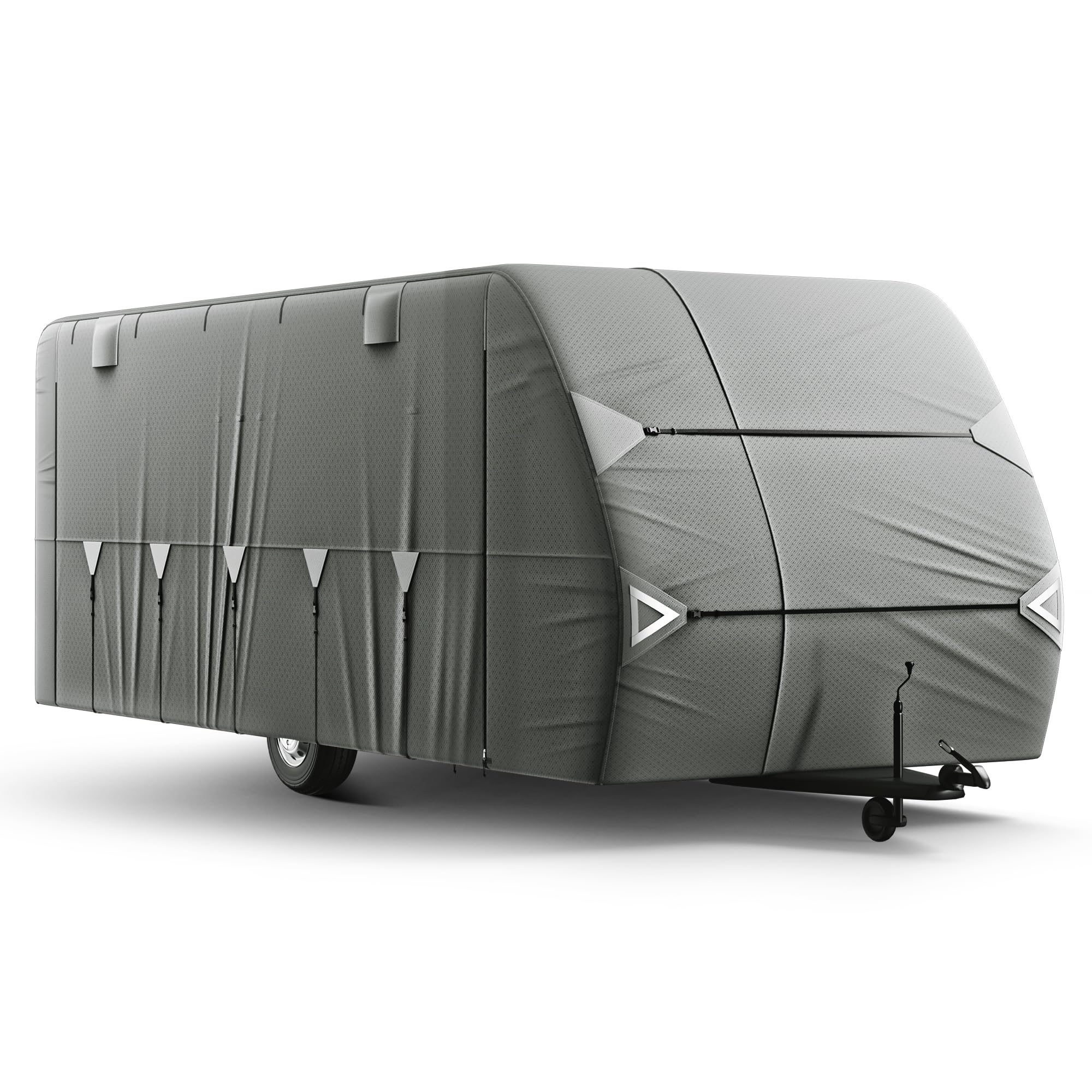 Wohnwagen Abdeckung, Abdeckplane für Wohnwagen, 7-lagige Premium Wohnwagen Schutzhülle, Wasserdicht & UV-Beständig, Aufbewahrungstasche mit Aufbewahrungstasche für Camping Reisen (518 x 235 x 220 cm)