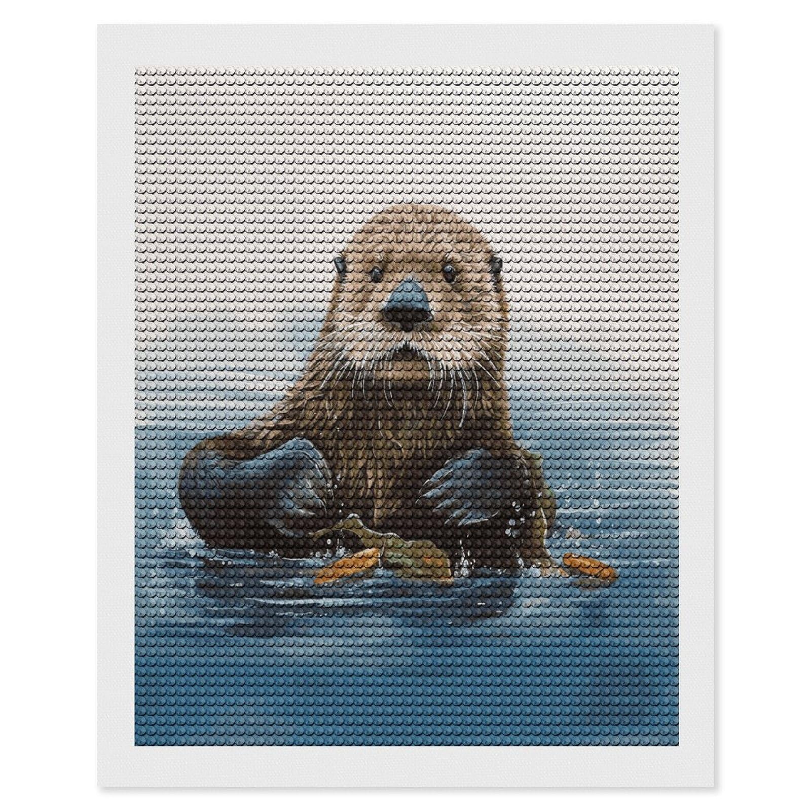 FekiLoot Sea Otter Diamond Painting Kits for Beginners DIY Diamond Art Kits for Adults Full Drill Round Diamond Dot Gem Art Painting Fun DIY Crafts for Home Kitchen Wall Decor Gift 16"x20"