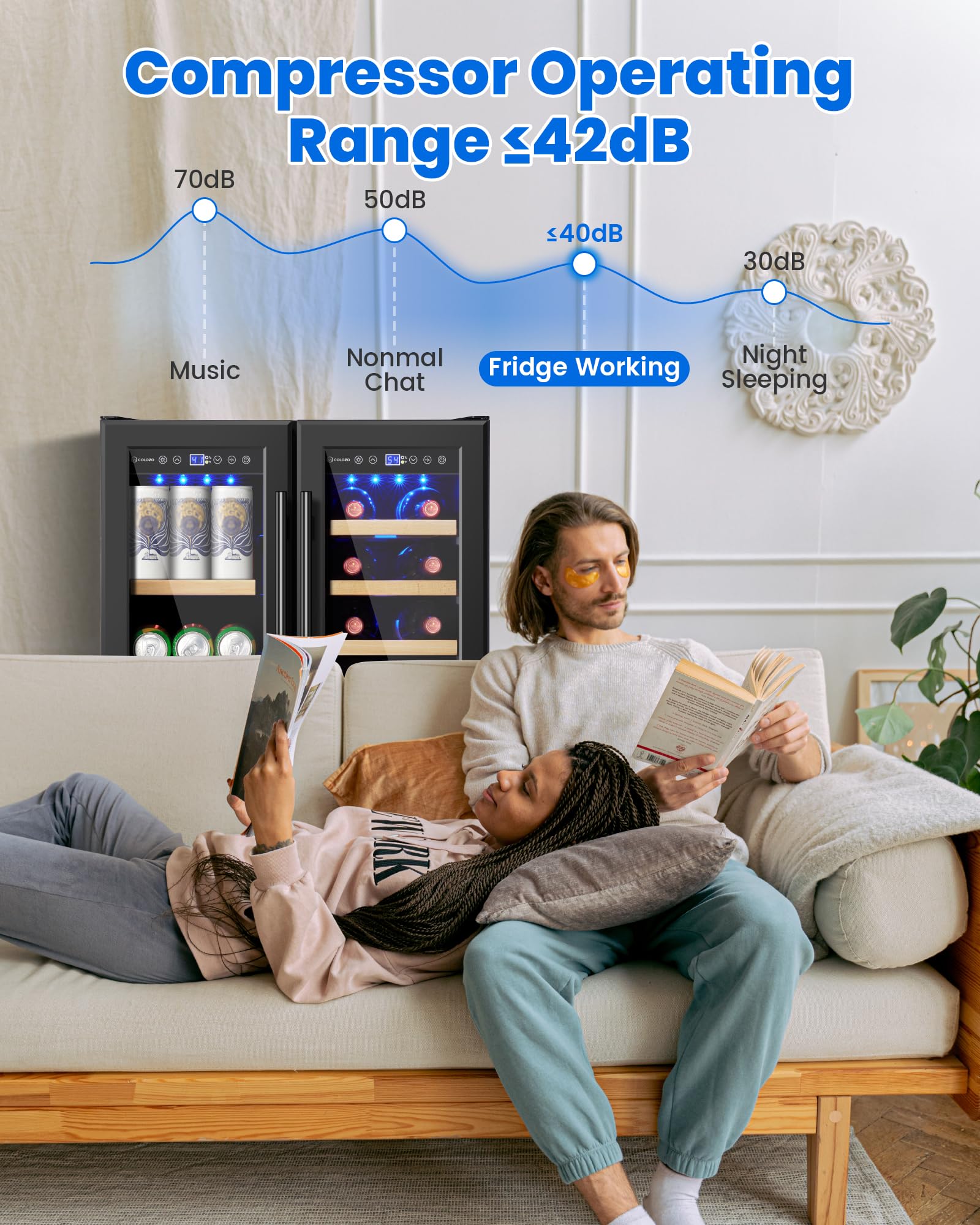 Colzer Wine & Beverage Refrigerator Under Counter, 24 Inch Black Freestanding Wine Fridge With Wooden Shelves, Glass Door&Lock Beverage Cooler-20 Bottles & 88 Cans For Kitchen/Bar/Commercial on Fridge.com - View 6