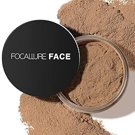 FOCALLURE Oil Control Loose Face Powder, Translucent Loose Setting Powder, Shine-Free Matte Finishing Powder, Long-lasting & Lightweight Sets Foundation Makeup, Includes Velour Powder Puff, Sand