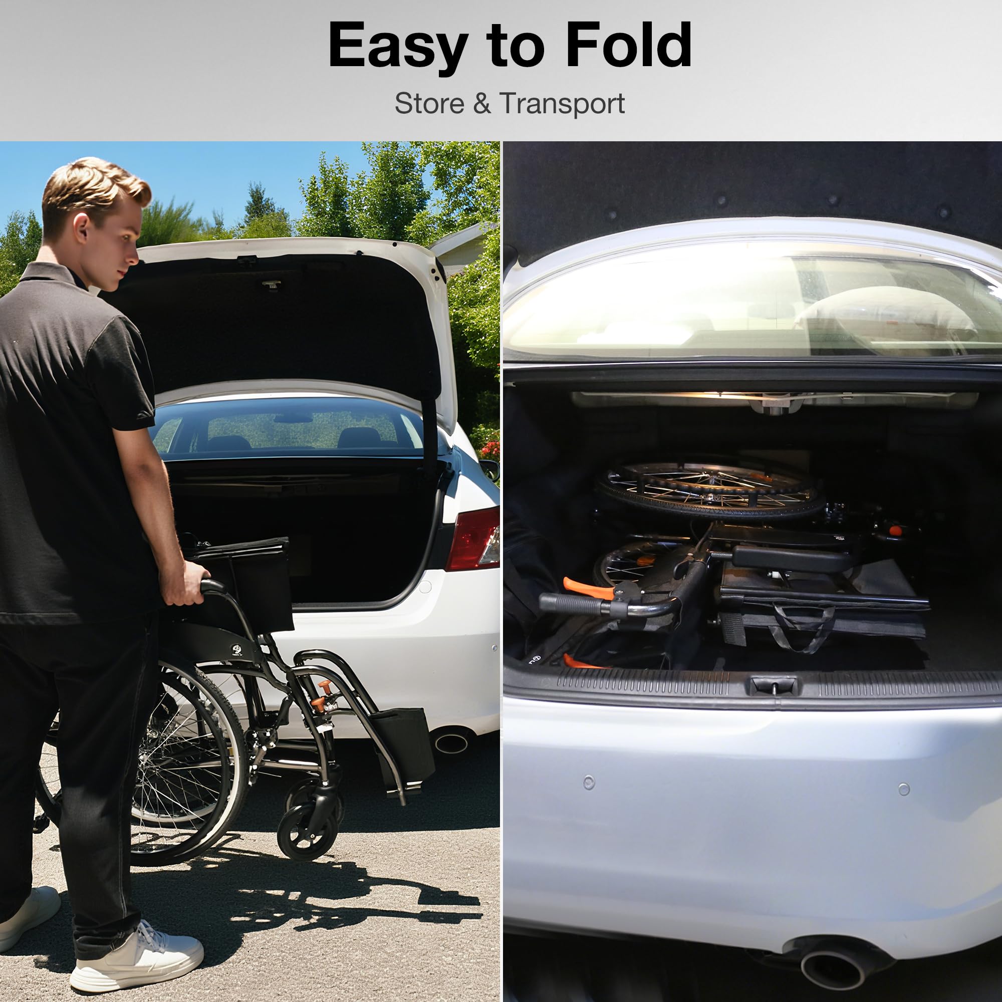 Premium Adult Wheelchair - Lightweight & Foldable -5