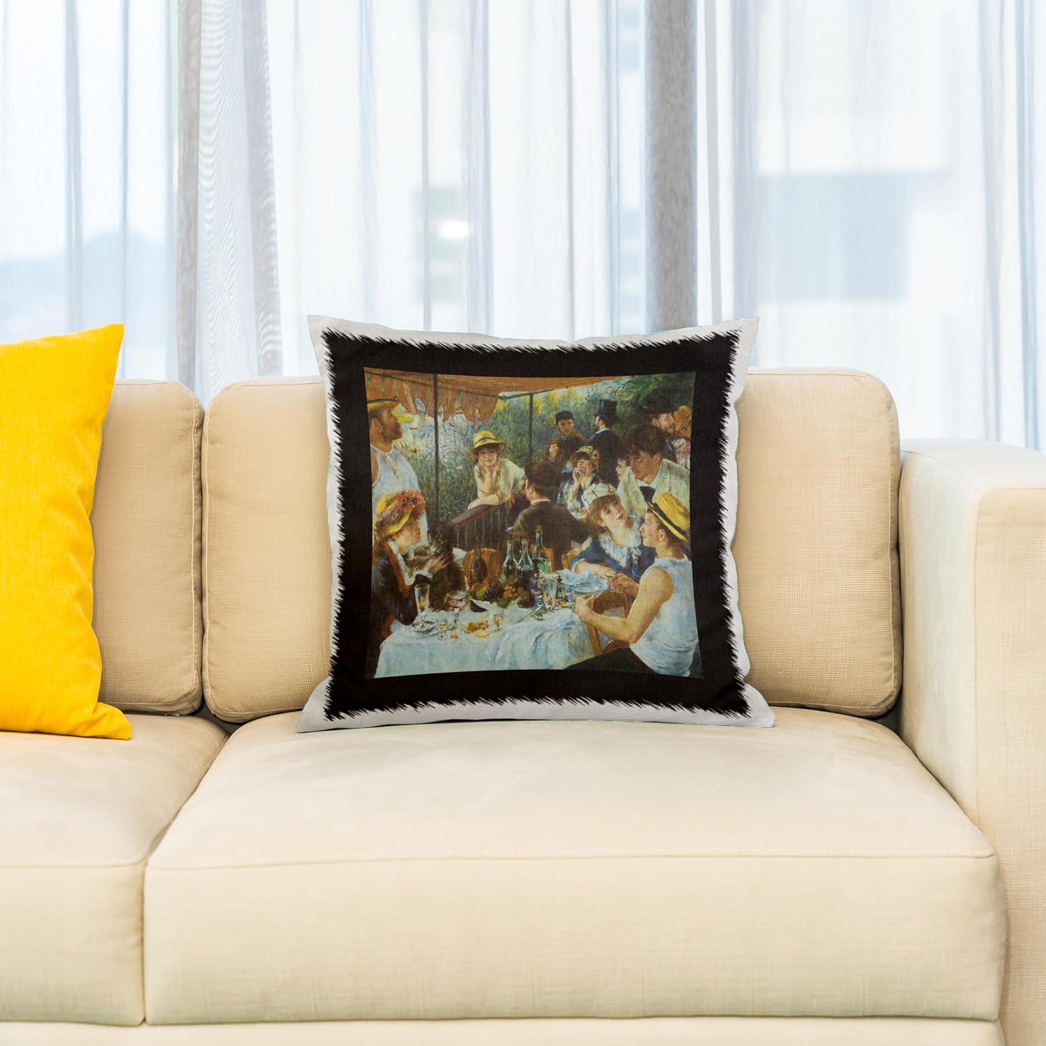 3dRose pc_127354_1 The Luncheon of The Boating Party x Pierre-Auguste Renoir Pillow Case, 16" x 16"