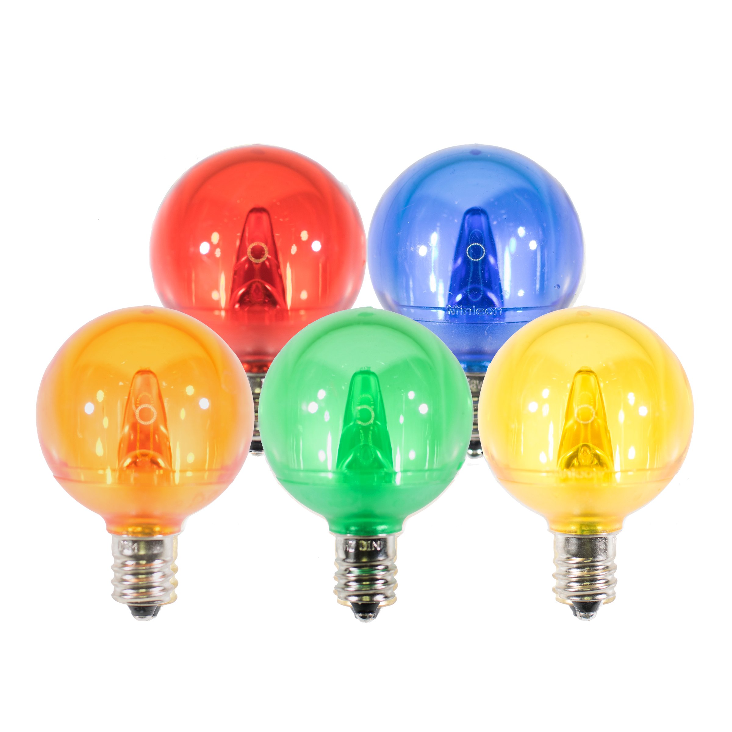 Holiday Lighting Outlet LED Smooth G40 Multi Replacement Light Bulbs for C7 E12 Sockets Energy Efficent Commercial Grade
