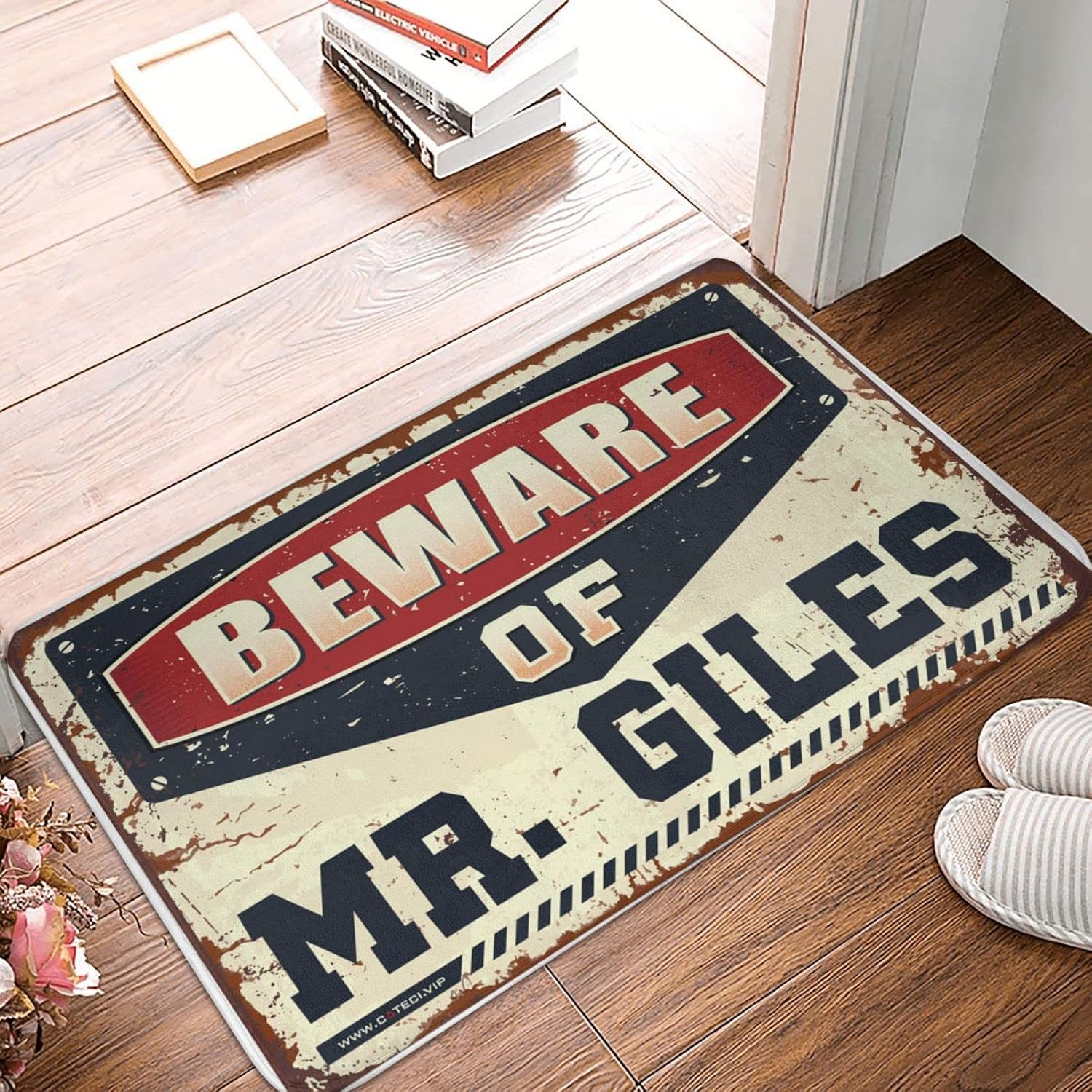 Funny Entry Doormat Beware of Mr. Giles Doormat Front Door Rug Outdoor Mat for Shoes By Door(40X60CM)