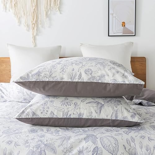 Miniatura 5 de HoneiLife Juego de funda de edredón tamaño Queen, 100% algodón, funda de edredón floral, funda de edredón suave y transpirable con cierre de