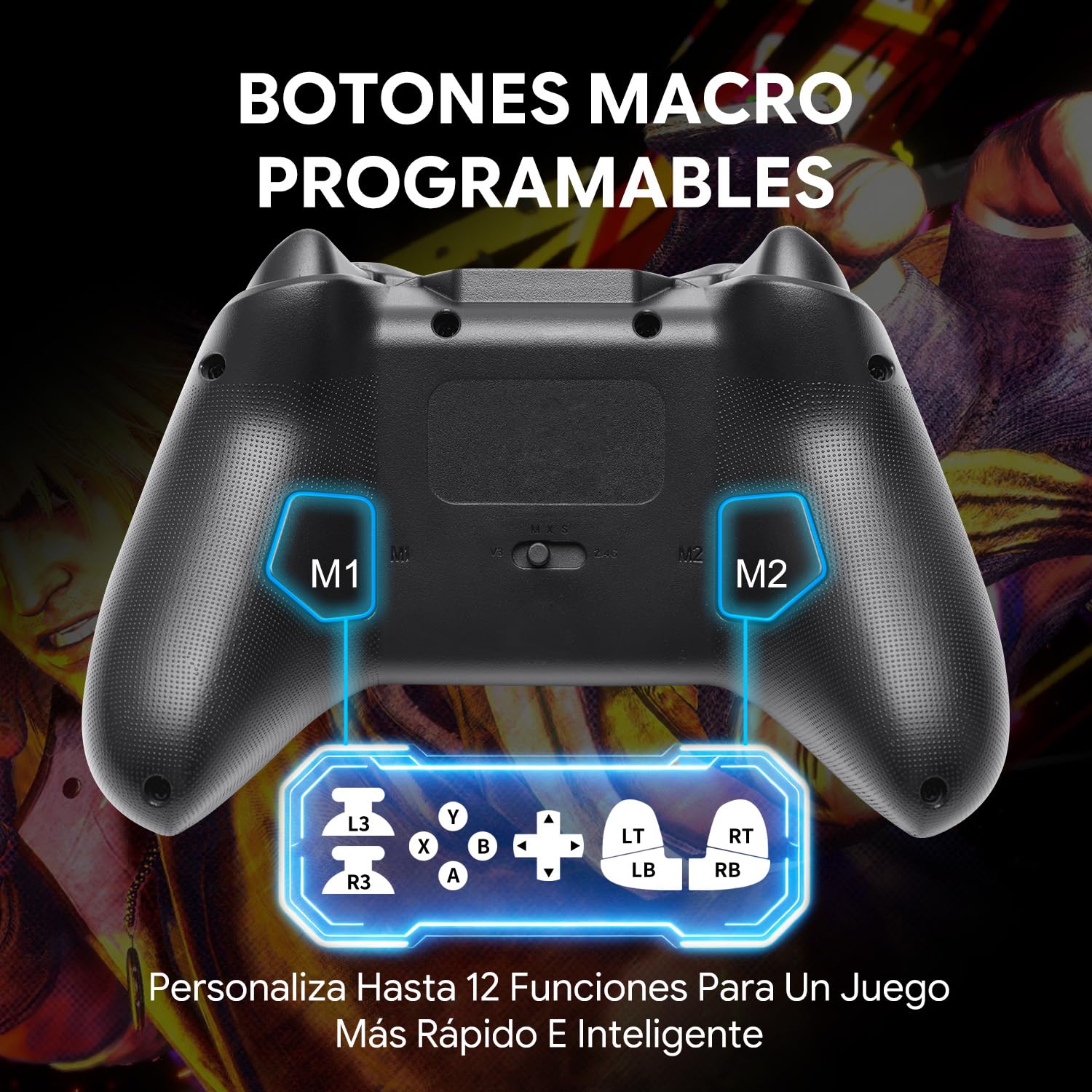 NITHO KARMA Mando Inalámbrico Compatible con Switch, Switch 2, PC, Android e iOS, Controlador con Gatillos Hall Effect, Funcion Macro, Giroscopio de 6 Ejes, Turbo y Doble Vibración - Negro