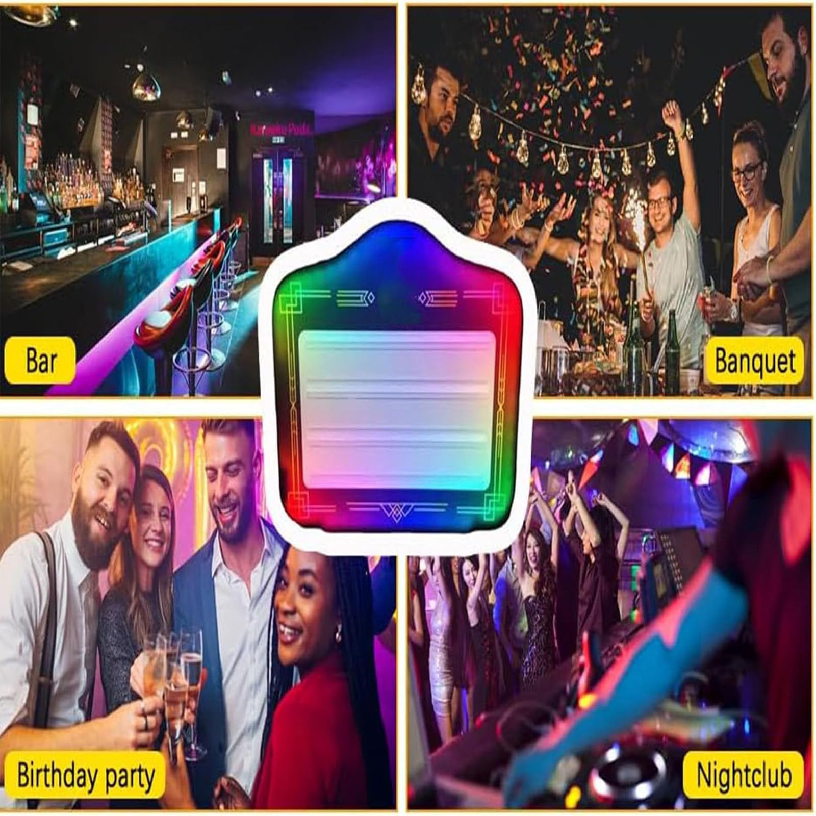 Presentador de Botellas para Club Nocturno, presentador LED Luminoso de Mano, Caja de luz con Letras Intercambiables, Incluye números + 2 Juegos de Letras A ~ Z, para Bar,Club