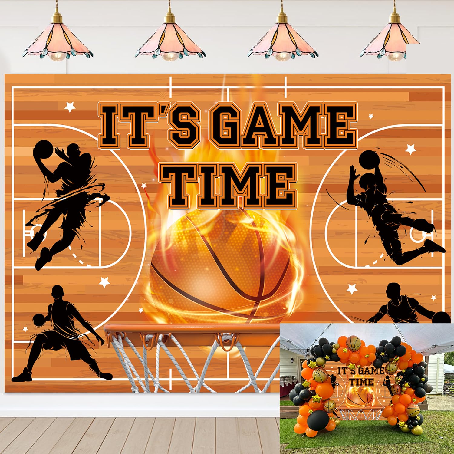 Basketball Birthday Backdrop 7x5ft It's Game Time Basketball Photography Background for Kids Men Boys Sport Theme Birthday Party Decorations Banner