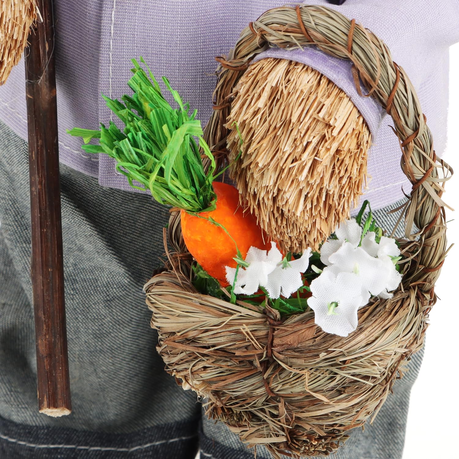 COM-FOUR® 2x XL slomkowy zajac wielkanocny recznie robiony - 44 cm dekoracyjny zajac wielkanocny do dekoracji wielkanocnych - figurki slomkowe na Wielkanoc (02 sztuki - 44 cm liliowy/niebieski)