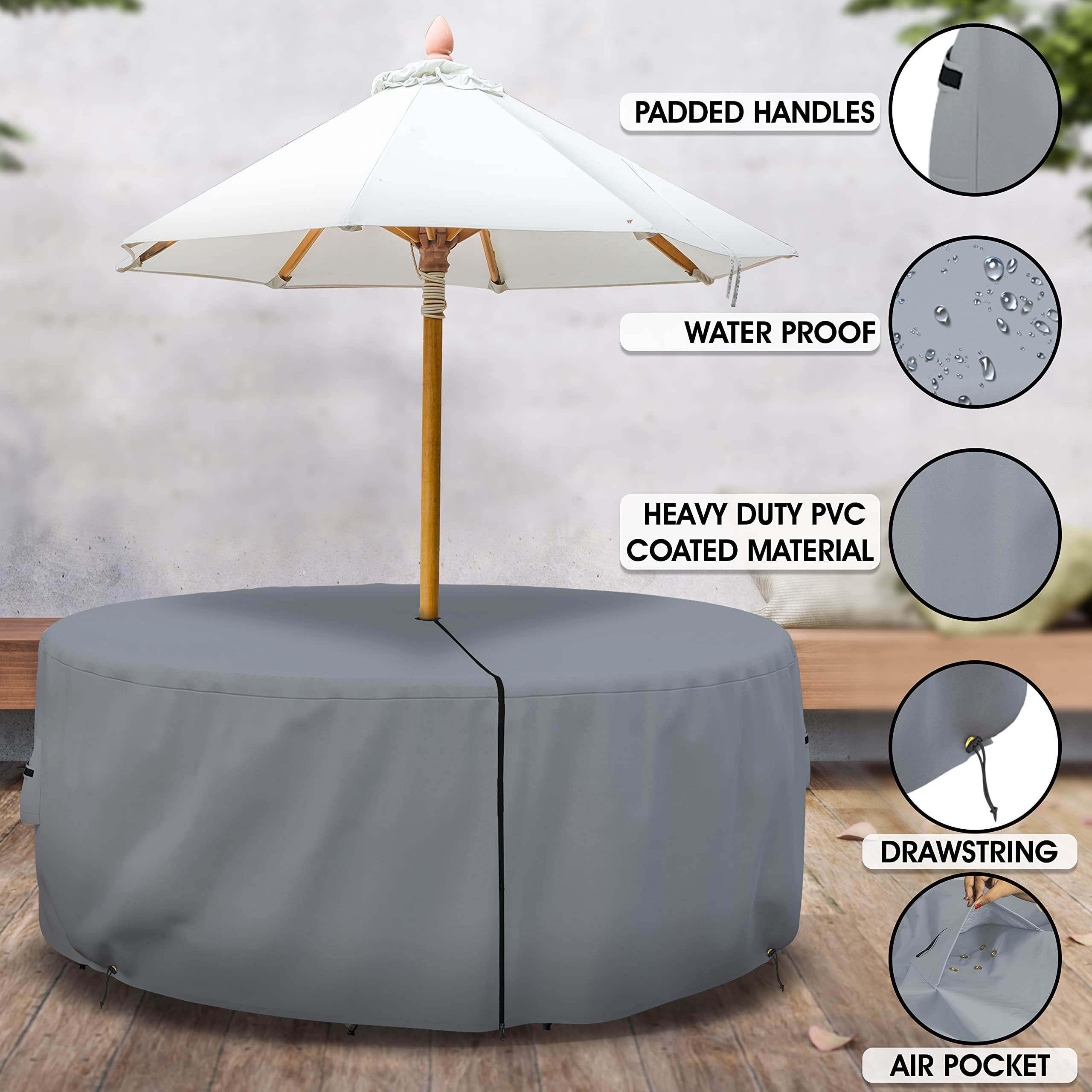Amazon.com: Covers & All Patio Round Table and Chair Set Cover with Umbrella Hole