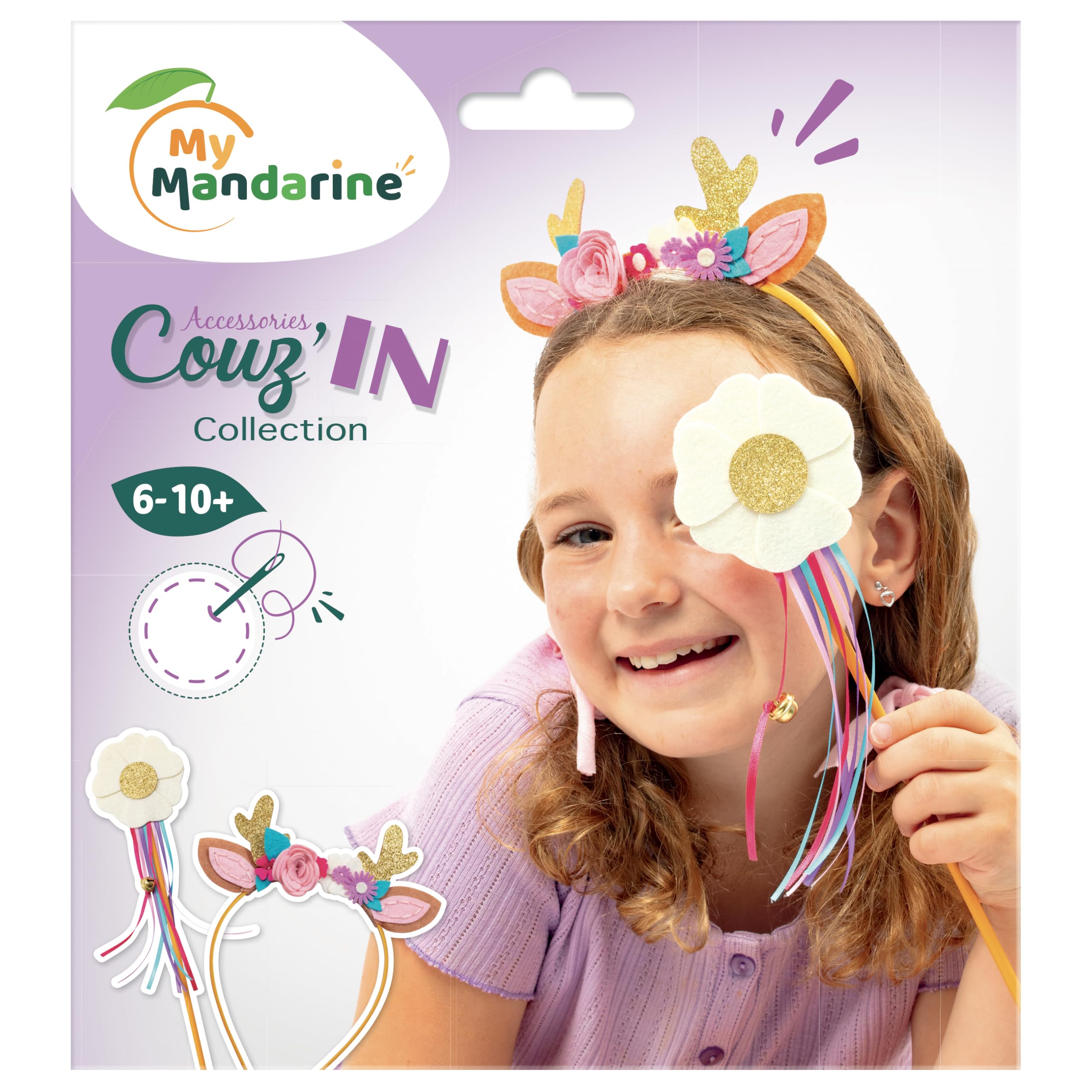 MY MANDARINE KC179C - Children's Creative Sewing kit - Couz'in Accessories - Disguise kit - from Age 6 - Deer Theme - Creative Leisure Kit for Children