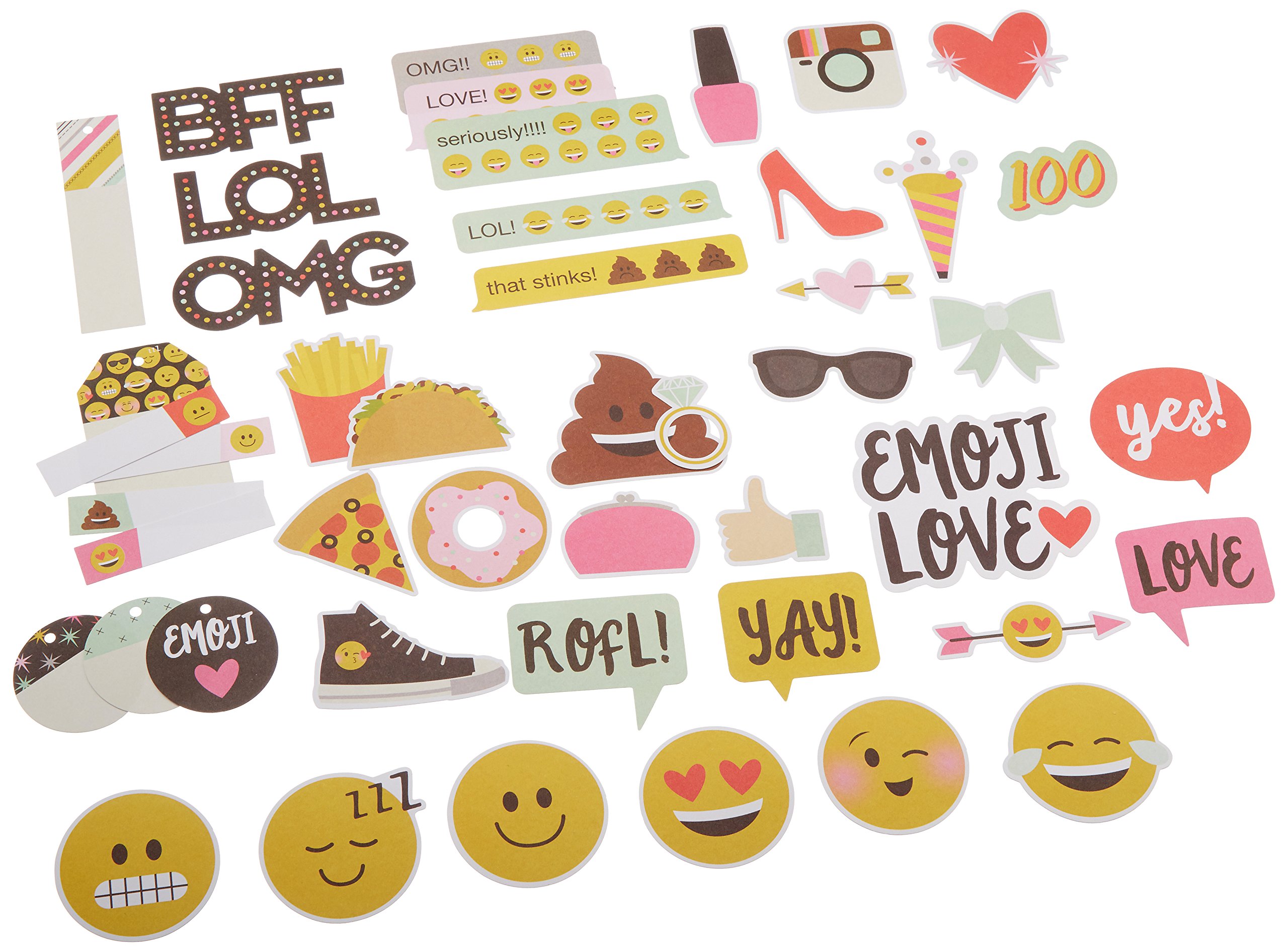 Emoji Love bits & Pieces, adornos troquelados multicolores para manualidades