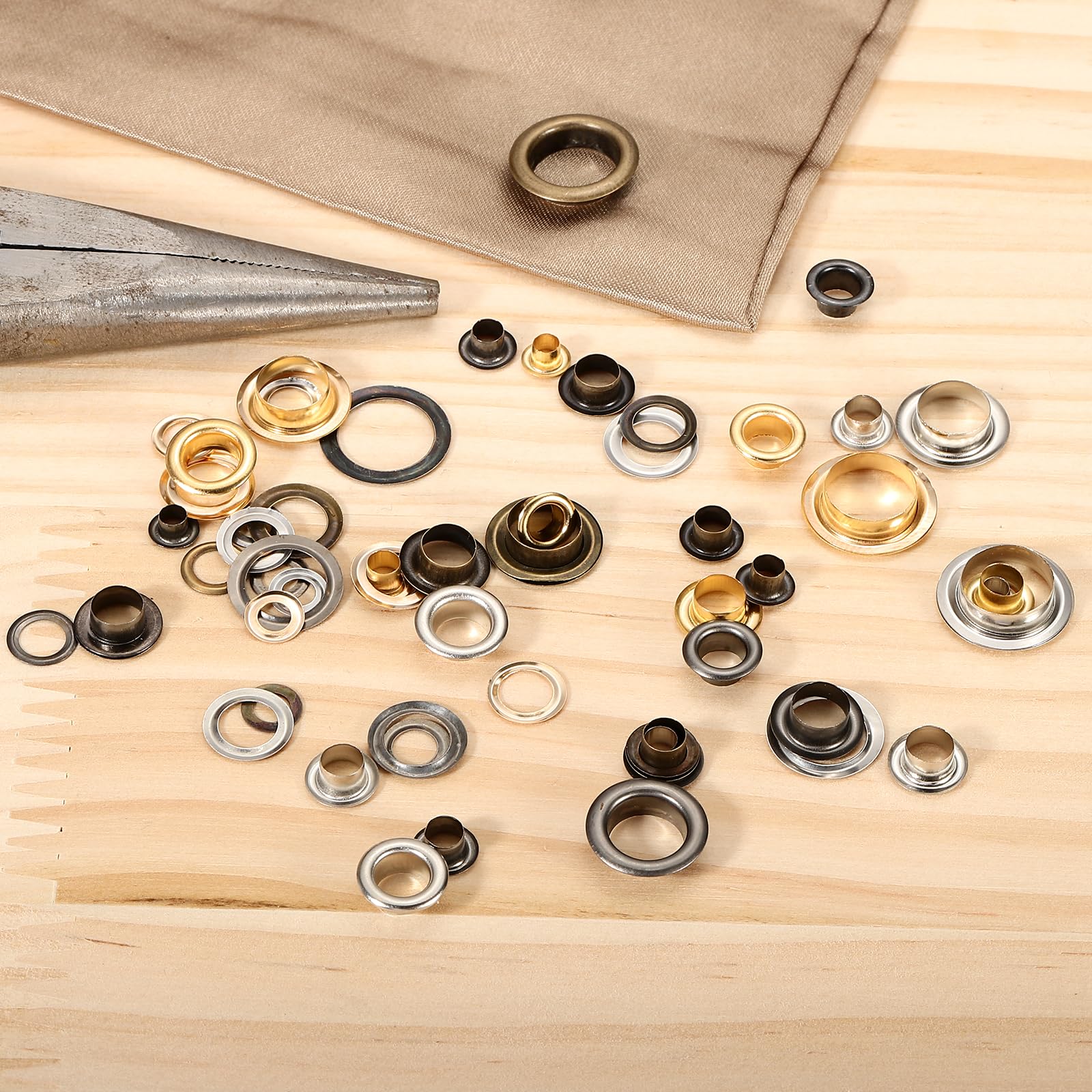 QUARKZMAN 100 Set Occhielli, 10mm Ottone Autoportante Occhielli Metallici con Rondelle per Cinture, Scarpe, Abbigliamento, Nuclei di Perline, Progetti Fai Da Te, Tonargento