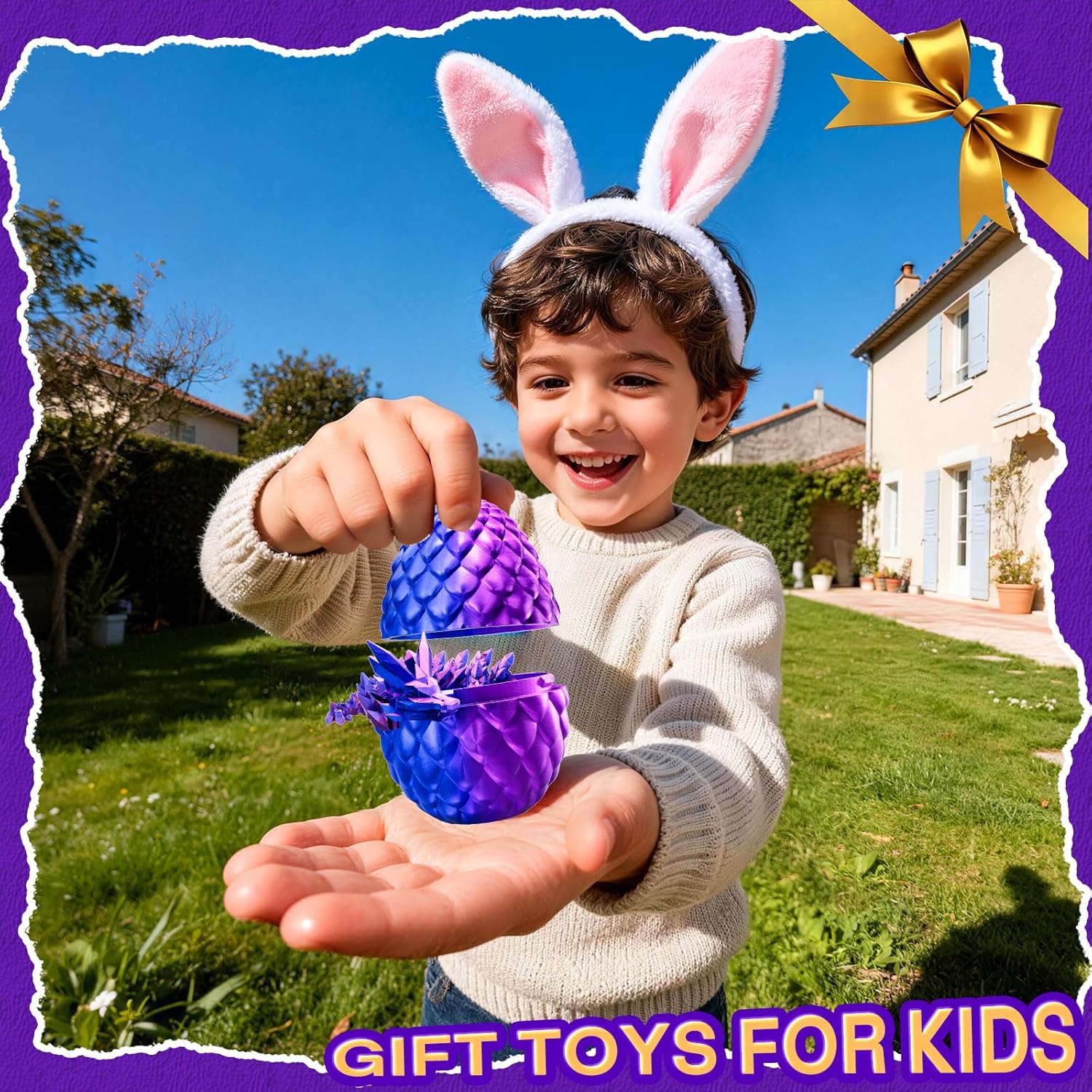 3D Printed Dragon Eggs with Dragon Inside, Easter Basket Stuffers for Kids, Prefilled Easter Dragon Eggs with Dragon Toy, Articulated 3D Printed Animals Fidget Gifts Toys for Boys Girls 3-8