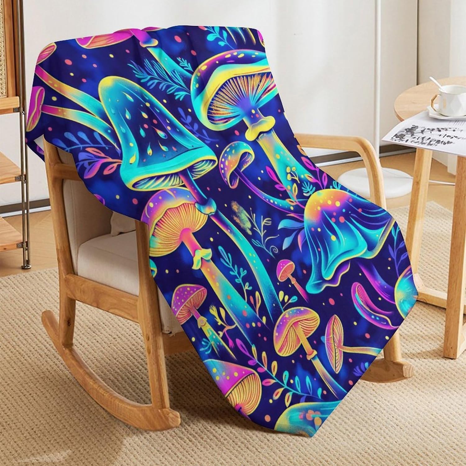 Mushroom Throw Blanket - Soft Flannel Mushroom Blanket for Girls, Boys & Kids - Warm All Season Lap, Chair, Sofa - 50"x40" - Image 7