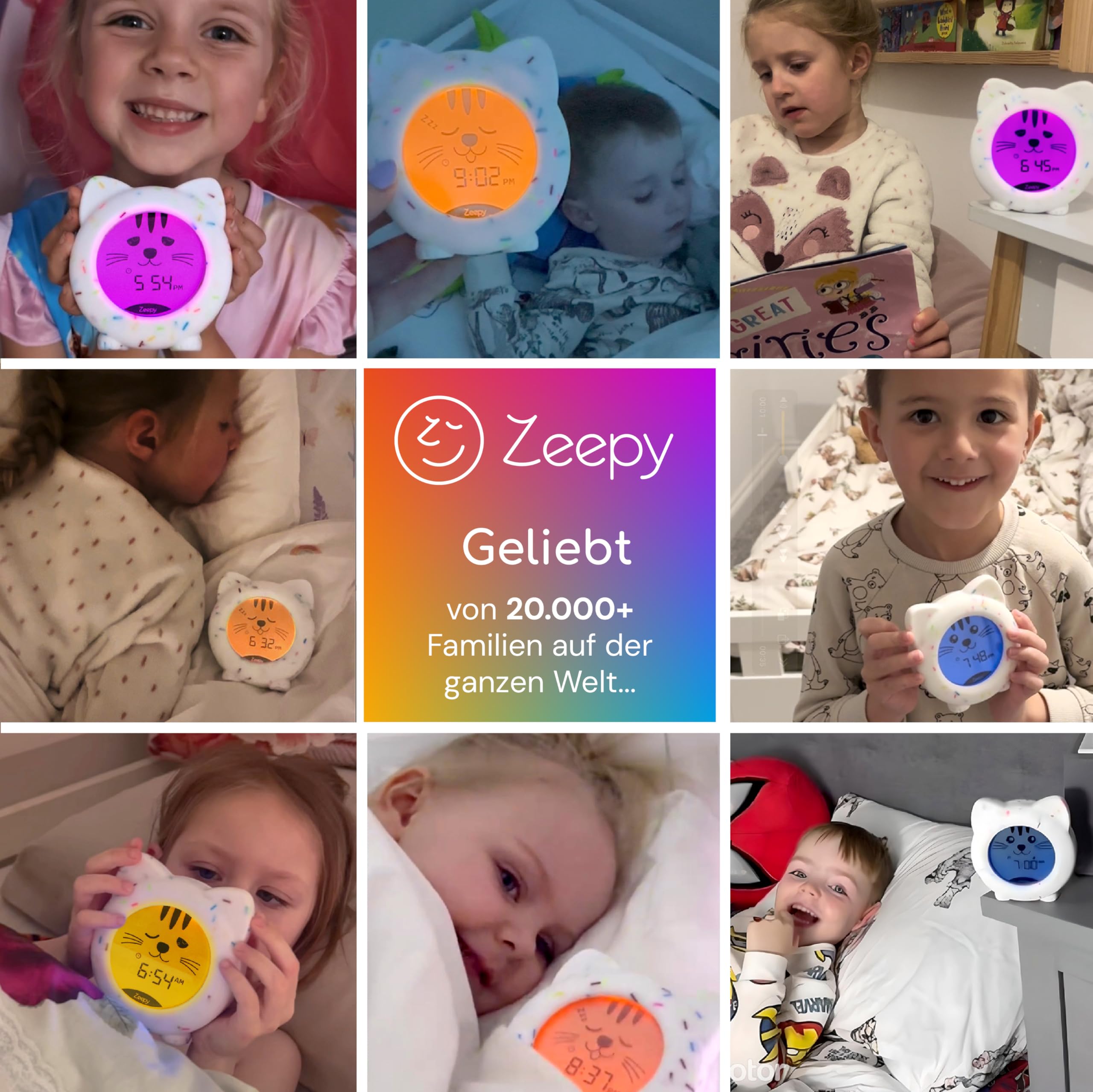 Zeepy - Reloj infantil de 4 fases para aprendizaje de sueño (despertar infantil, educativo, día/noche y luz nocturna, USB para bebé, regalo de nacimiento ideal - Kip Le Chaton