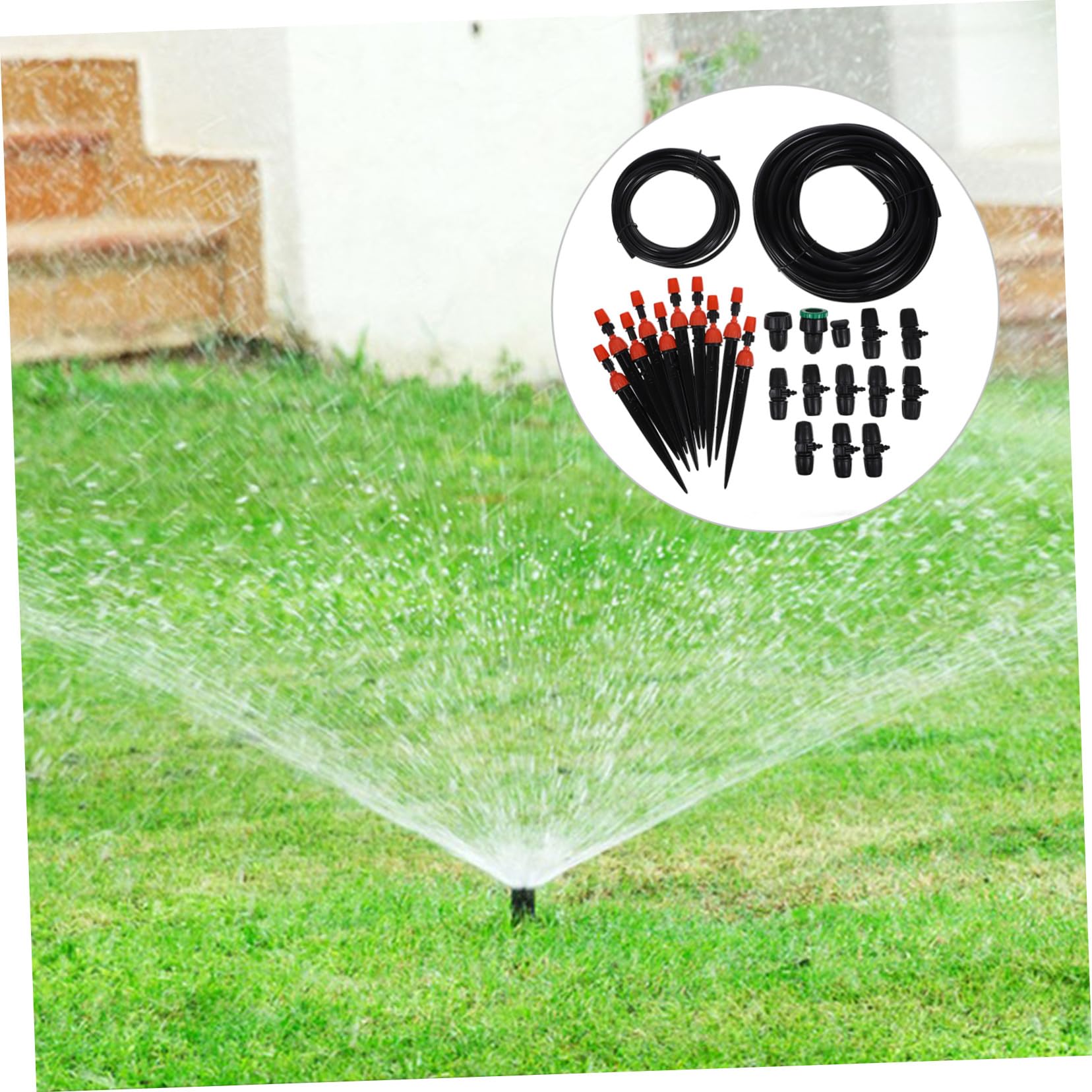 Kit Completo di Irrigazione a Goccia per Prato, Piante Esterne e Orto Timer Automatico Nebulizzazione Regolabile e Attrezzature da Giardino per Balconi, Prati e Aiuole Rialzate