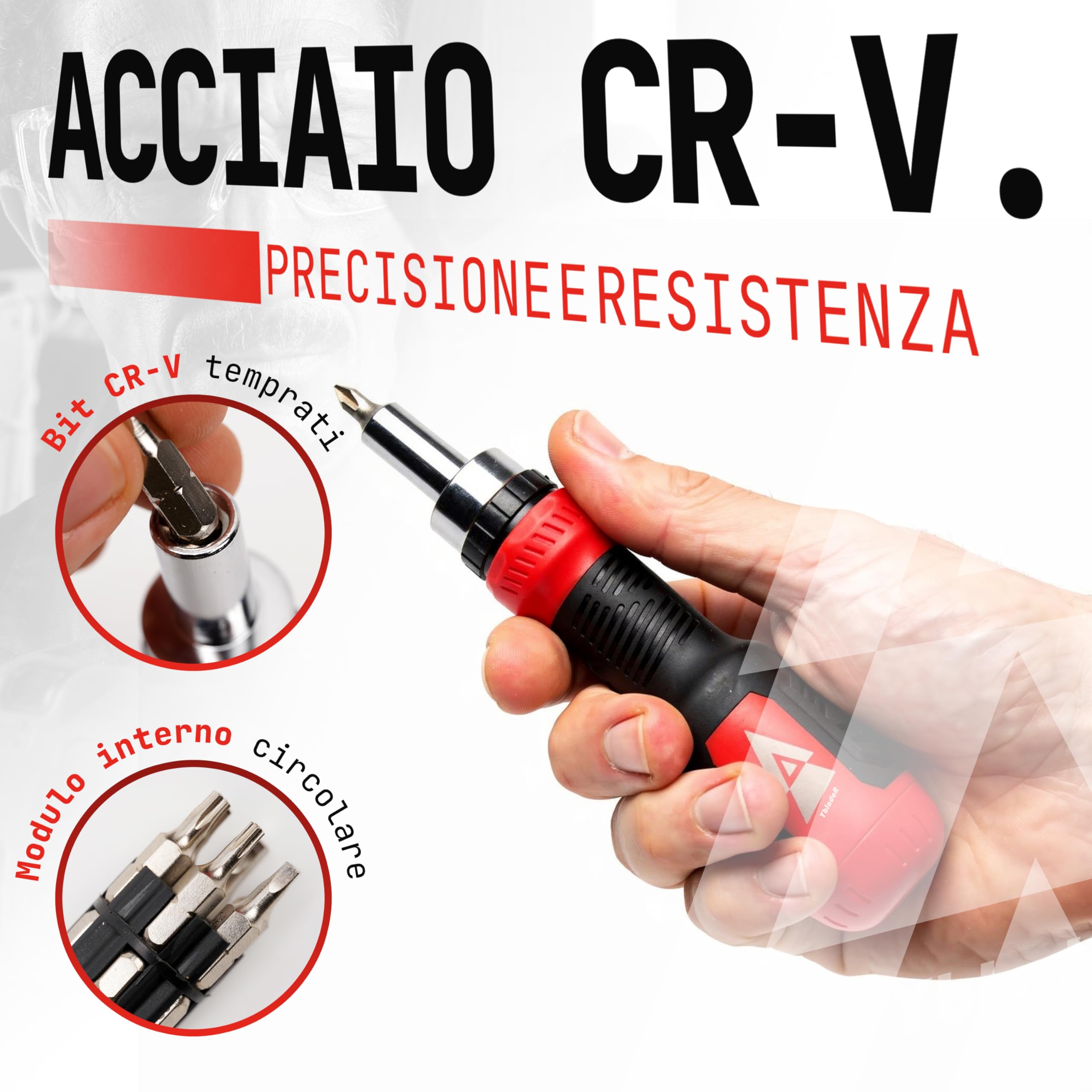 Cacciavite a Cricchetto con 12 Inserti CR-V Integrati 15 cm, Set Cacciaviti di Precisione, Kit Elettricista Compatto per Bricolage adulti