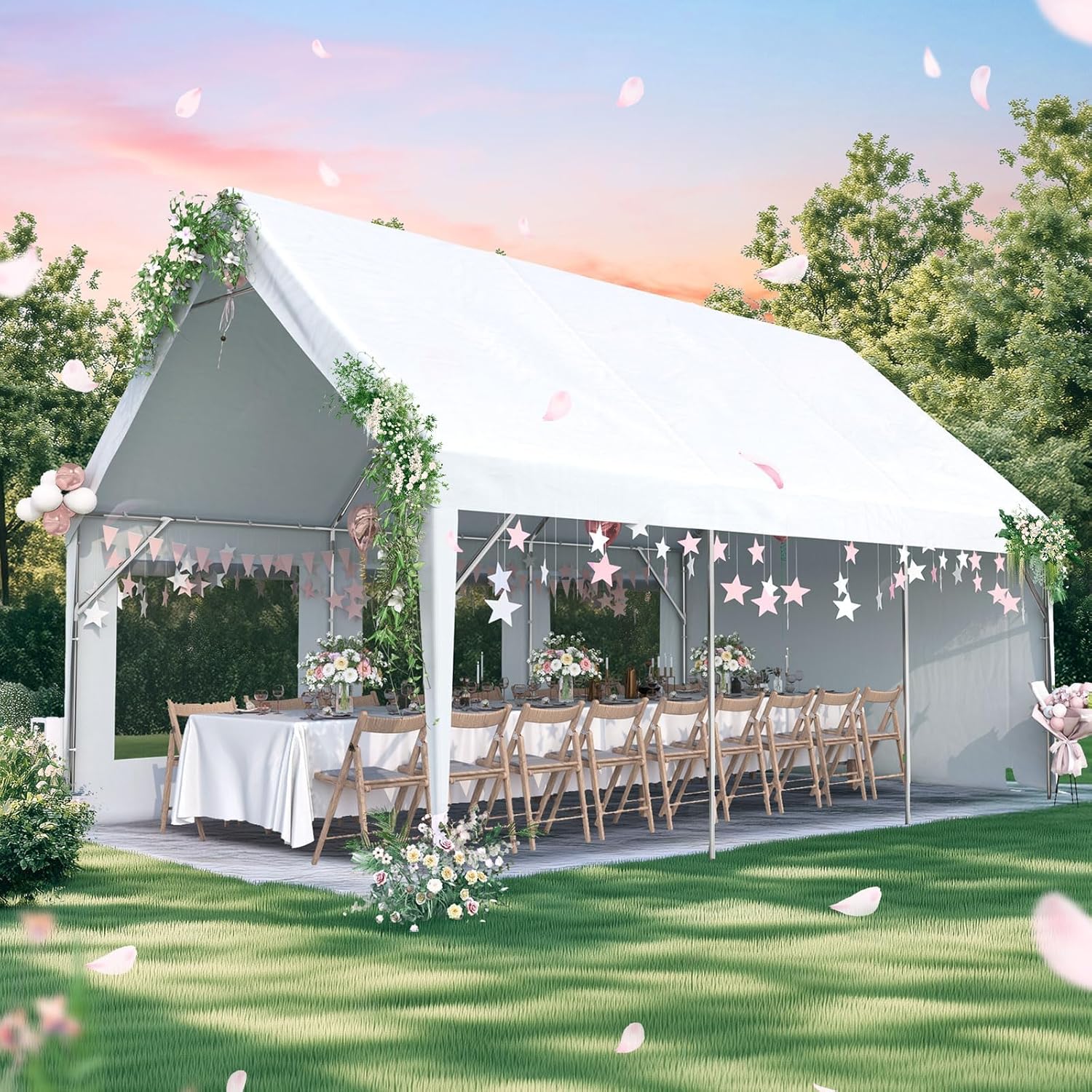 Quictent carport tent used for parking a vehicle and storing items