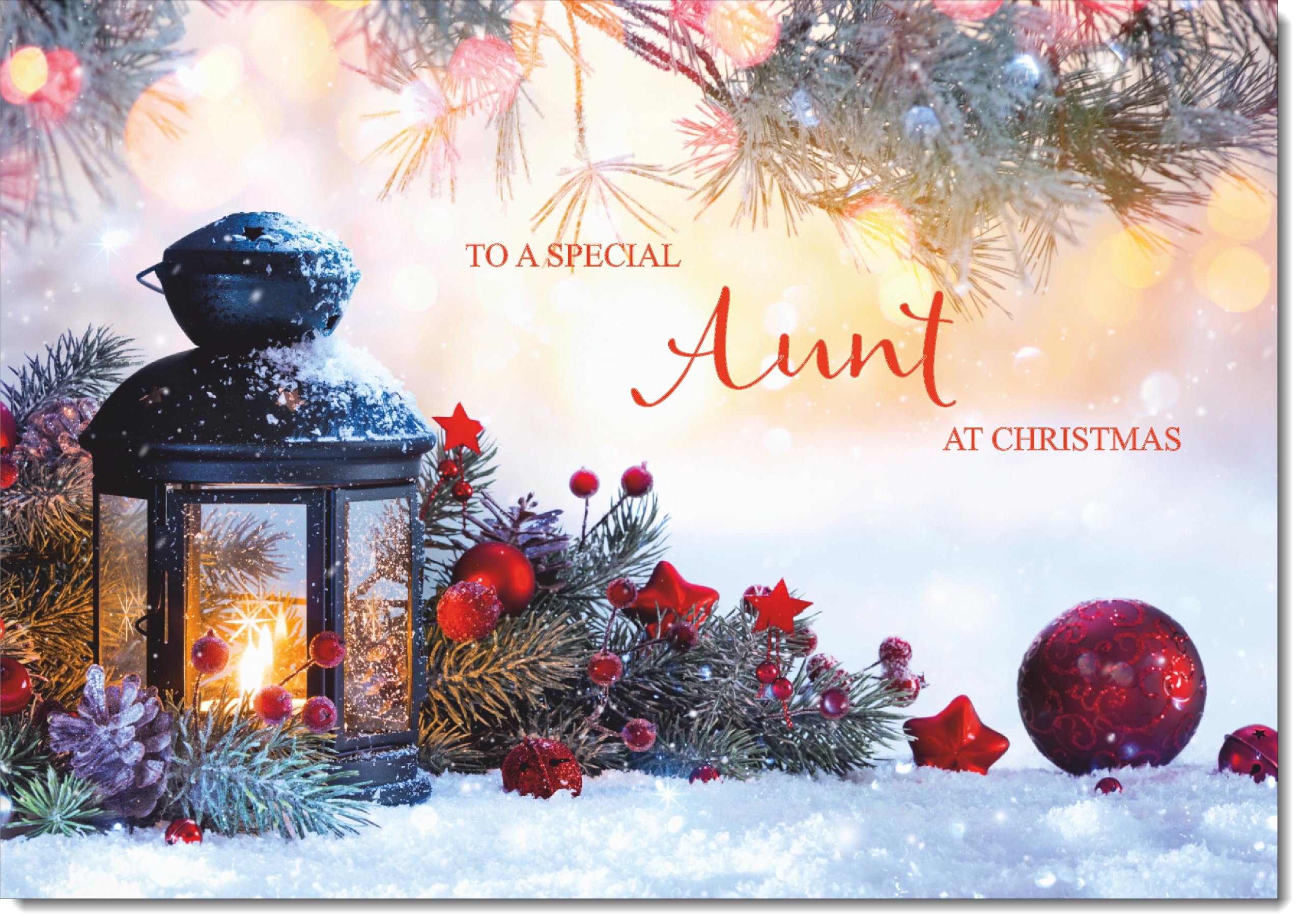 doodlecards Aunt Christmas Card Festive Lamp Large A4 Size Christmas Card for Aunt with Plain Envelope — image 1