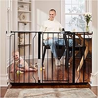 Regalo Easy Step 49-Inch Extra Wide Walk-Thru Baby Gate with 4 & 12-Inch Extensions, Pressure & Wall Mount Kit, Black